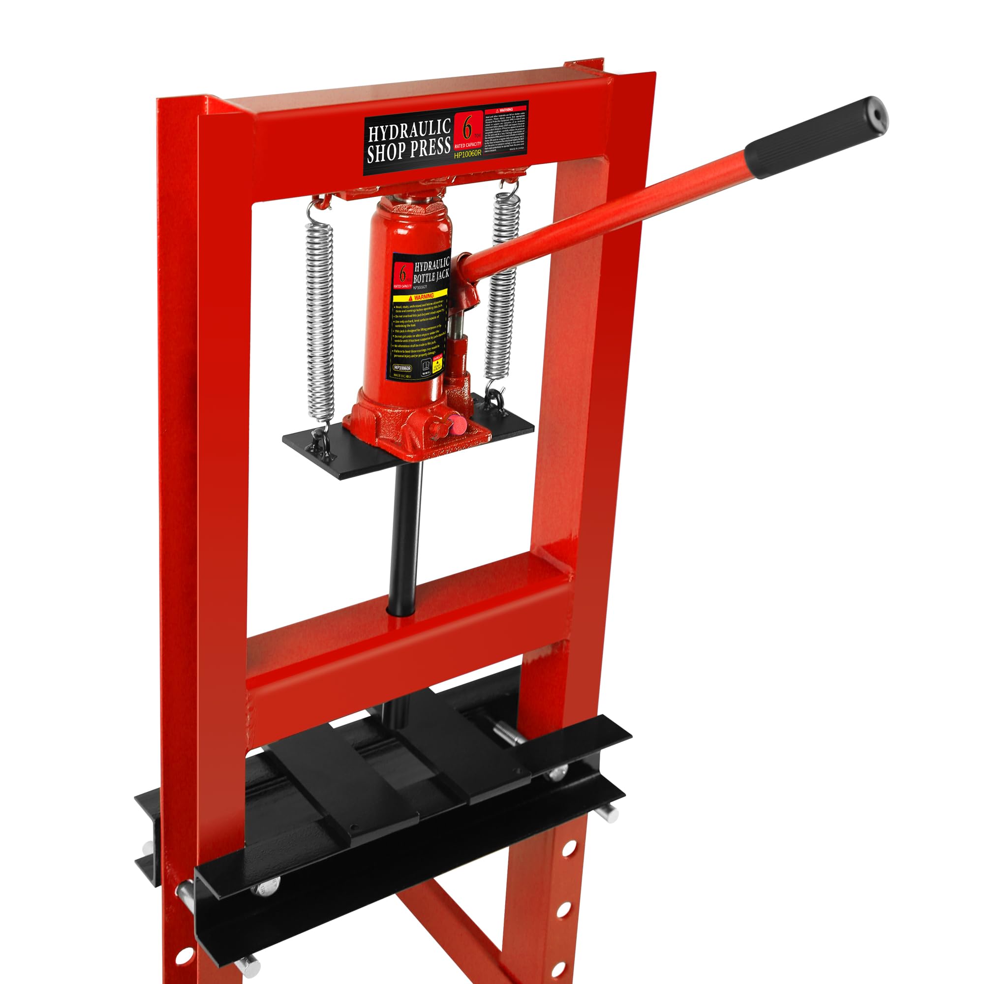 Garvee Hydraulic Press 6 Ton H-Frame Adjustable Shop Press With Stamping Plates For Garage Floor Metalworking, Black