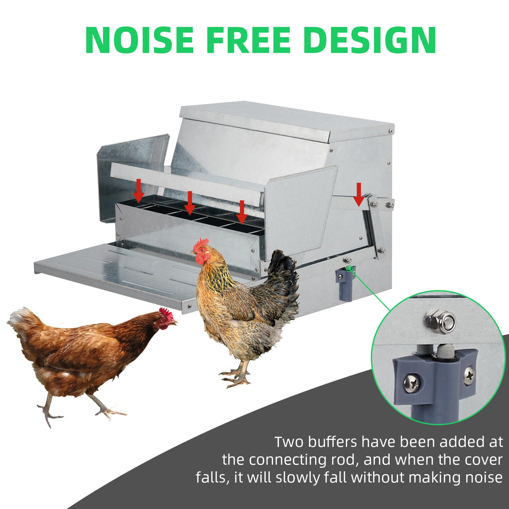 Garvee Chicken Treadle Feeder, Poultry Feeder, 25lbs Automatic Chicken Feeder with Sides Buffer System, for 10-15 Chickens