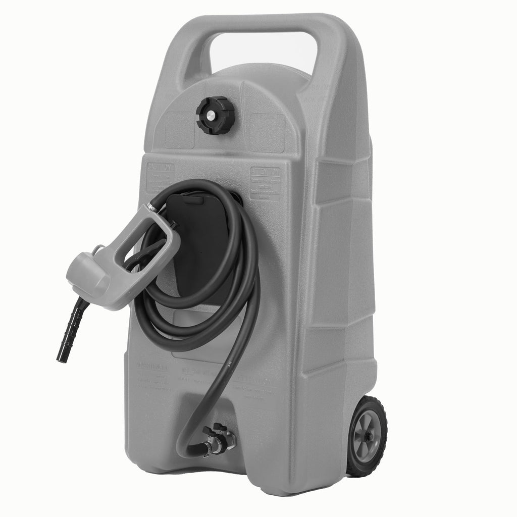 Garvee Upgraded 15-Gallon Gas Can & Fuel Tank - Portable Fuel Caddy with Manual Transfer Pump, 10FT Hose, and Wheels, Heavy-Duty Leak-Proof Design for Lawn Mowers, Tractors, Cars, Boats, ATVs, and Snow Blowers, Grey