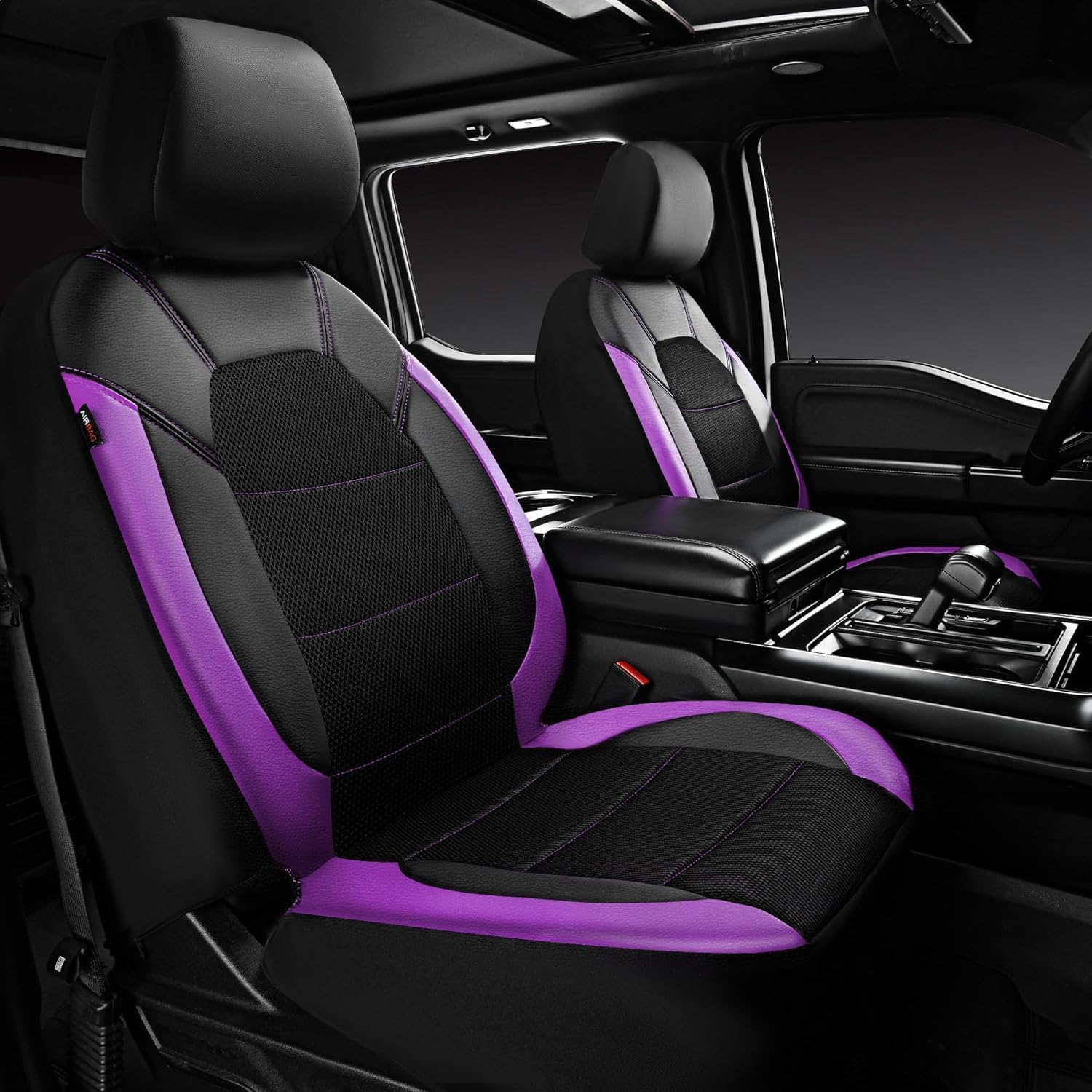 Garvee Universal 9 Pcs Car Seat Covers Full Set, 5-Seat Leather Protectors for Most Cars, SUV, Vans, Waterproof, Breathable, Non-Slip, Purple