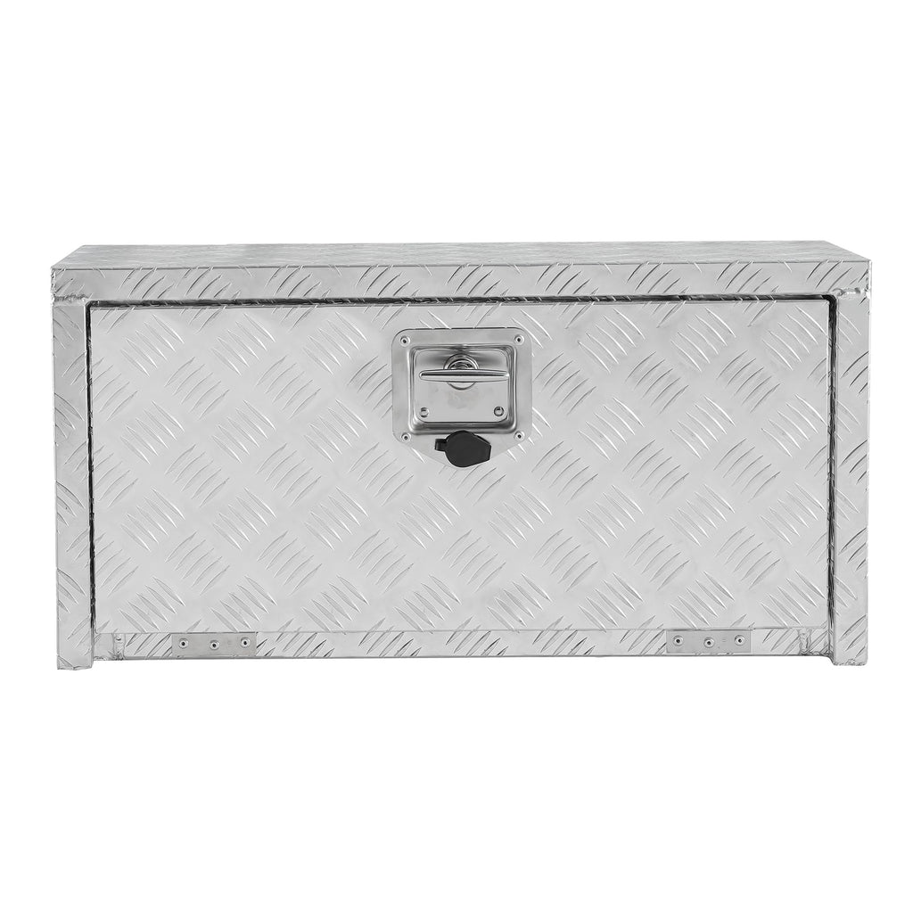 Garvee 30" X 12" X 14" Heavy Duty Aluminum Tool Underbody Box Waterproof Truck Storage Organizer Chest for Pick Up Truck Bed, RV Trailer, Silver