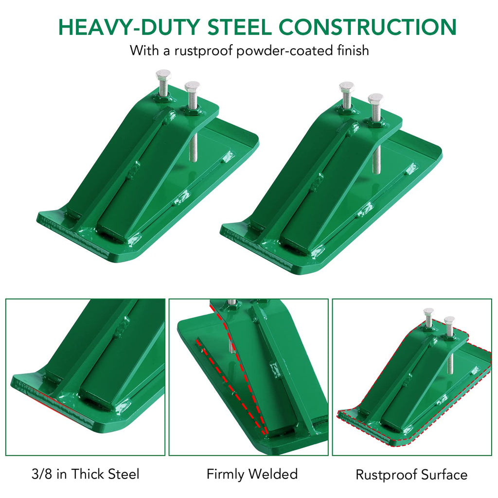 Garvee Tractor Bucket Protector, 3/8'' Thick Edge Tamers, Heavy-Duty Steel, 23.81lbs, Clears Snow & Gravel, Green, Universal Fit