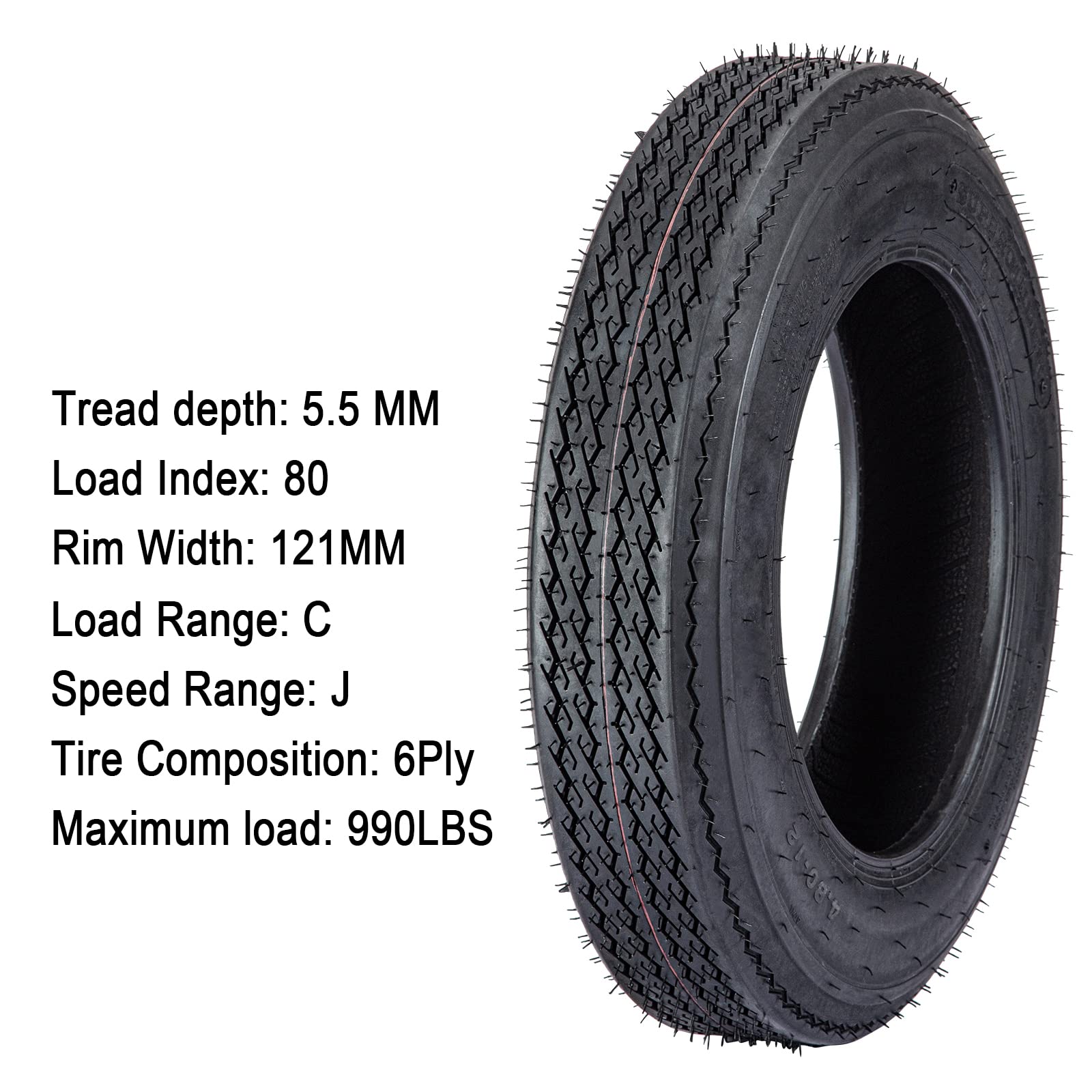 Garvee ST225/75D15 H78-15 Load C 6 PLY Trailer Tires - 2 Pack