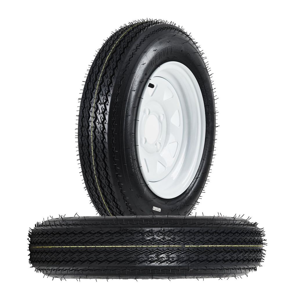 Garvee 5.30-12 Trailer Tire and Wheel Assembly, Heavy-Duty Load Range C 6PR, 12 Inch White Modular Wheel for Utility Boat Camper Trailers, Set of 2