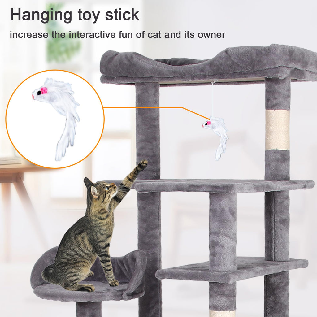 Garvee Cat Tree Tower, Multi-Level Indoor Cat Playground, Faux Fur Lounging Spot, Scratching and Exercise Post, with Anti-Tip Kit