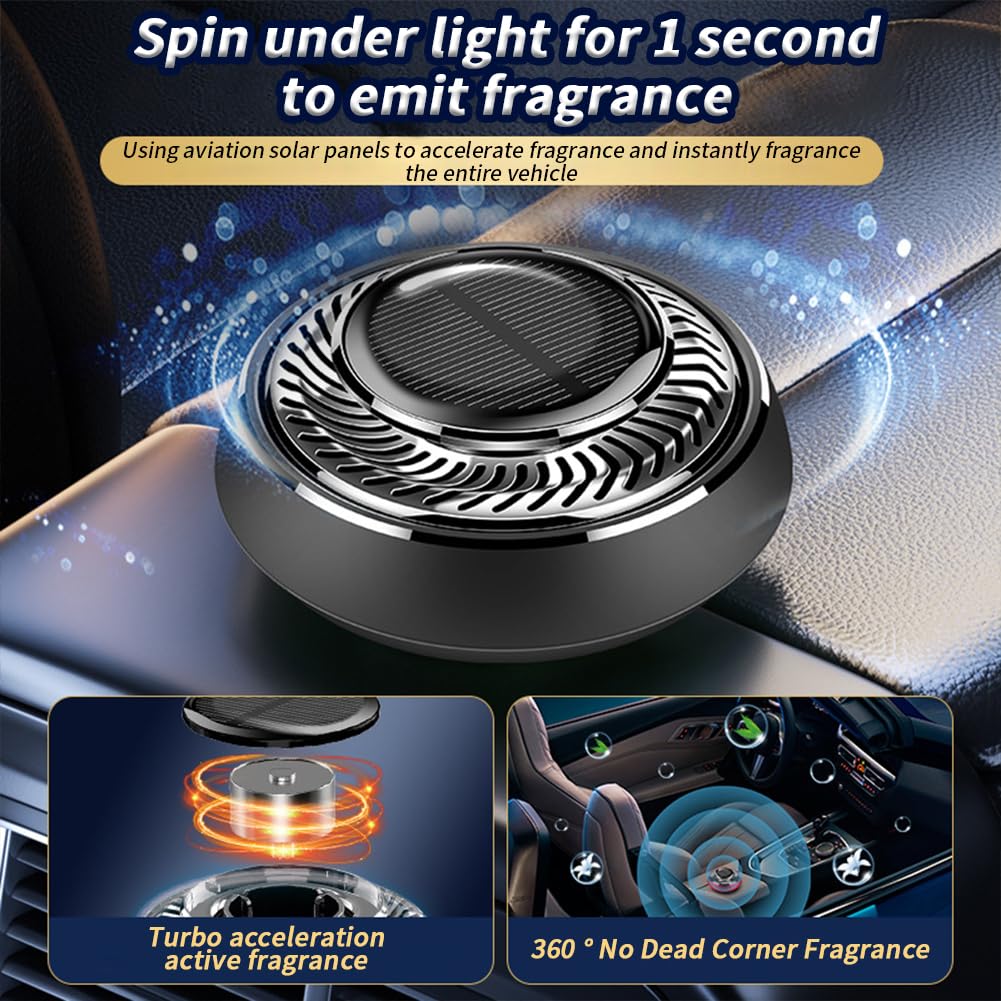 Garvee Car Air Freshener Solar Automatic Rotation Essential Oil Diffuser Blue For Office And Home
