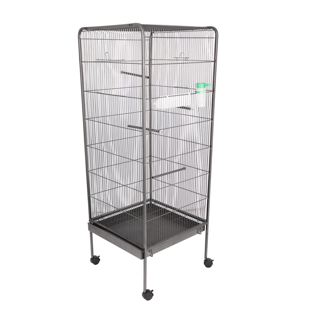 Garvee Steel Bird Cage With Rolling Stand Plastic Feeder PP Slide-out Tray Large Flight Cage For Parrots Parakeets Cockatiels Pigeons Lovebirds Antique Gray