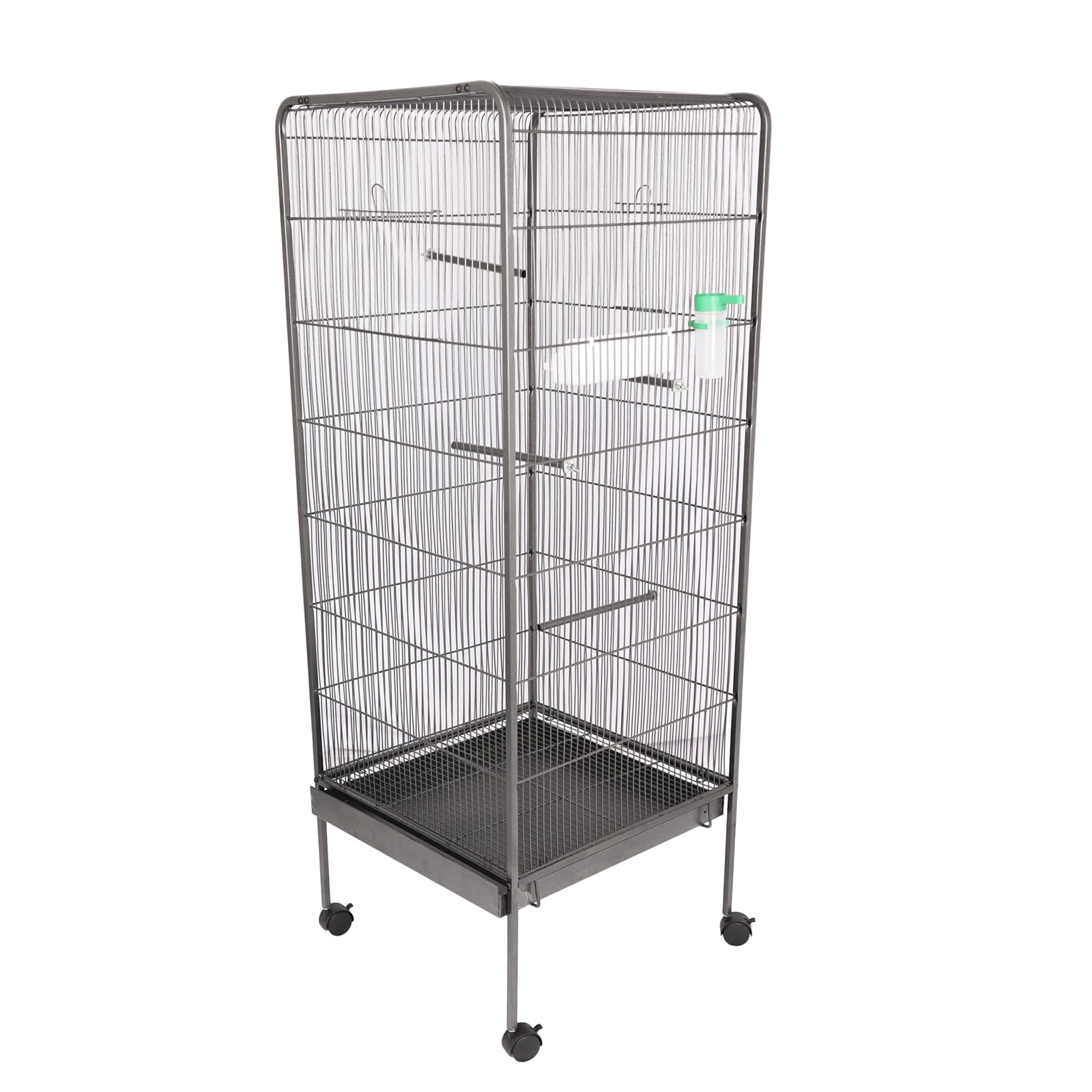 Garvee Steel Bird Cage With Rolling Stand Plastic Feeder PP Slide-out Tray Large Flight Cage For Parrots Parakeets Cockatiels Pigeons Lovebirds Antique Gray