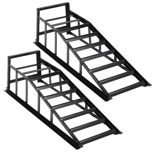 Garvee 2Packs 5Ton Steel Car Ramps Heavy Duty Drive Up Car Lift Ramp for Home Garage Vehicle Repair 8.7IN Black