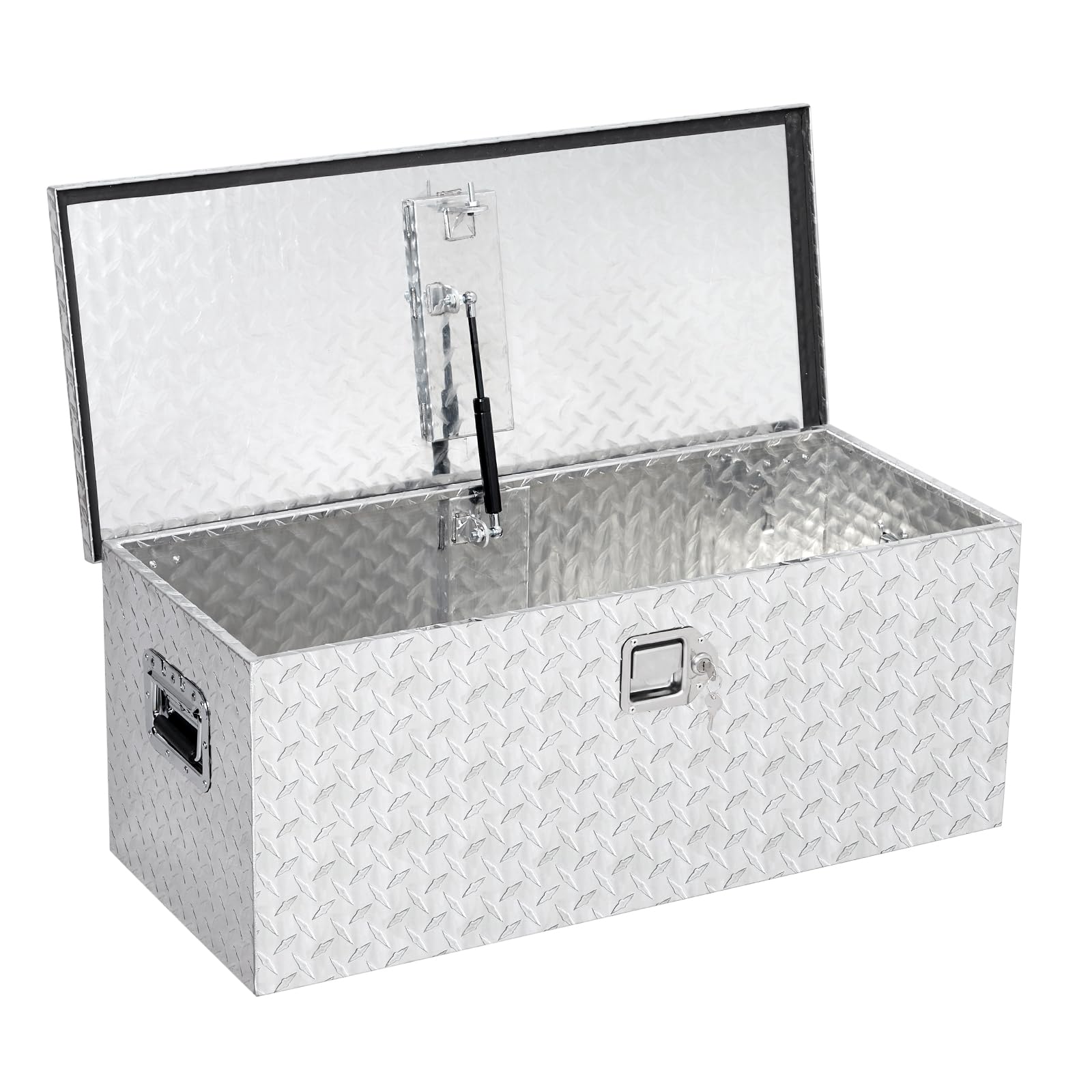 Garvee 15x15x36 Inch Aluminum Truck Tool Box with Lock, Weatherproof Storage for Pickup Truck, RV, Trailer, Silver