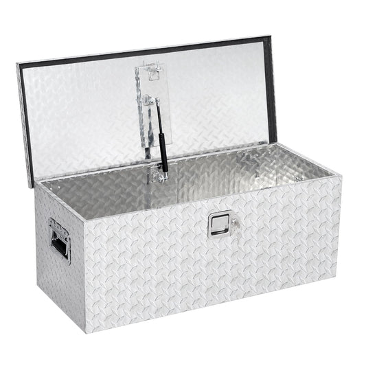 Garvee 15x15x36 Inch Aluminum Truck Tool Box with Lock, Weatherproof Storage for Pickup Truck, RV, Trailer, Silver