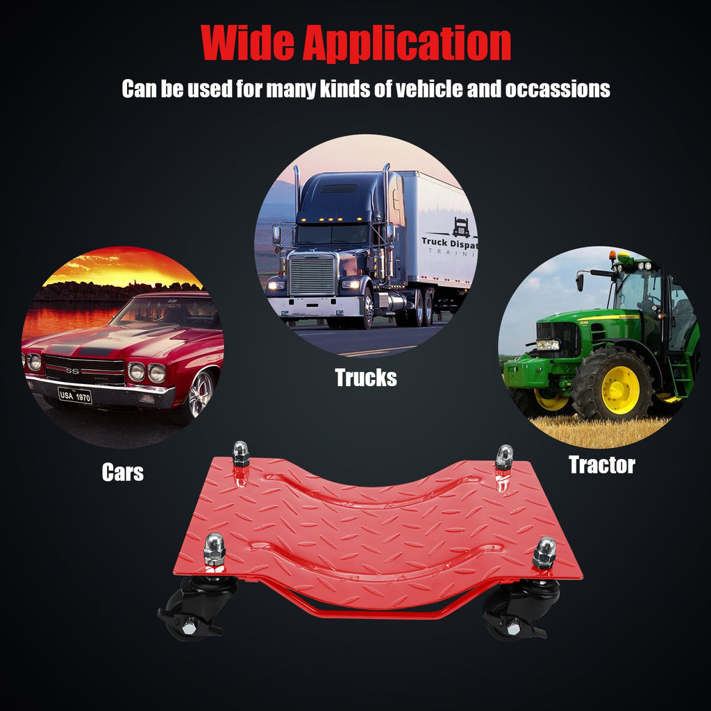 Garvee Wheel Dolly, 6000 lbs/2722 kg Car Moving Dolly, Wheel Dolly Car Tire Stake Set of 4 Piece, Heavy-duty Car Tire Dolly Cart Moving Cars, Trucks, Trailers, Motorcycles, and Boats, Red