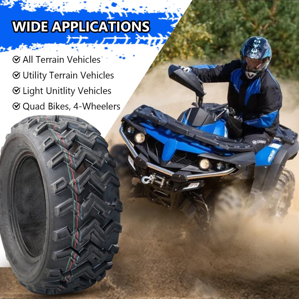 Garvee Set of 2 ATV UTV Tires 24X8-12, 4PR All Terrain 24x8x12 ATV UTV Off-Road Tires, Max Load 265 Lbs each Tire, Tubeless QD-115