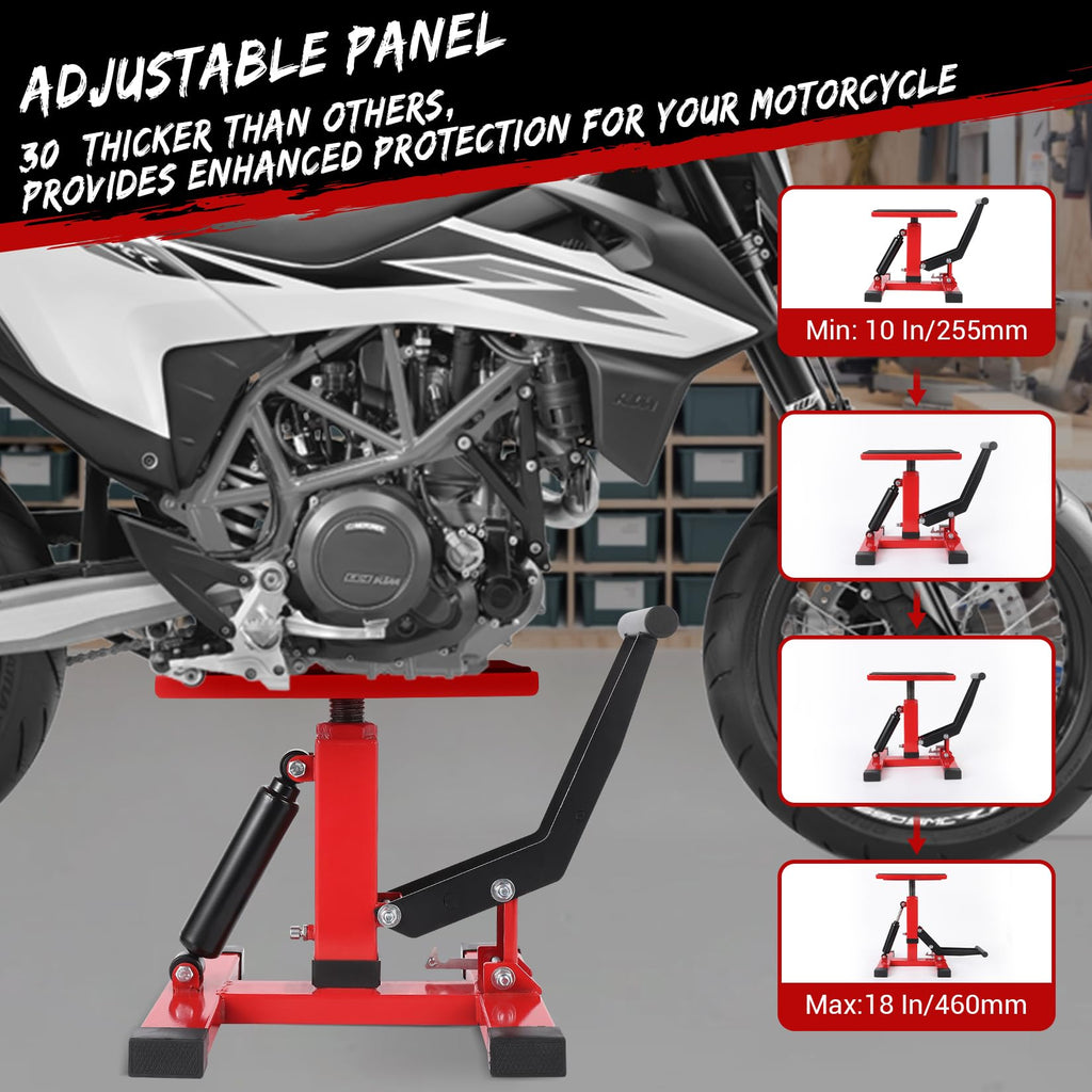 Garvee Dirt Bike Lift Stand, 440 lbs Capacity Motorcycle Jack Lift Stand Hydraulic Lift Operation, Adjustable Height Hoist Table,Quick Lift for Dirt Bike Repair&Maintenance, Dirt Bike Accessories