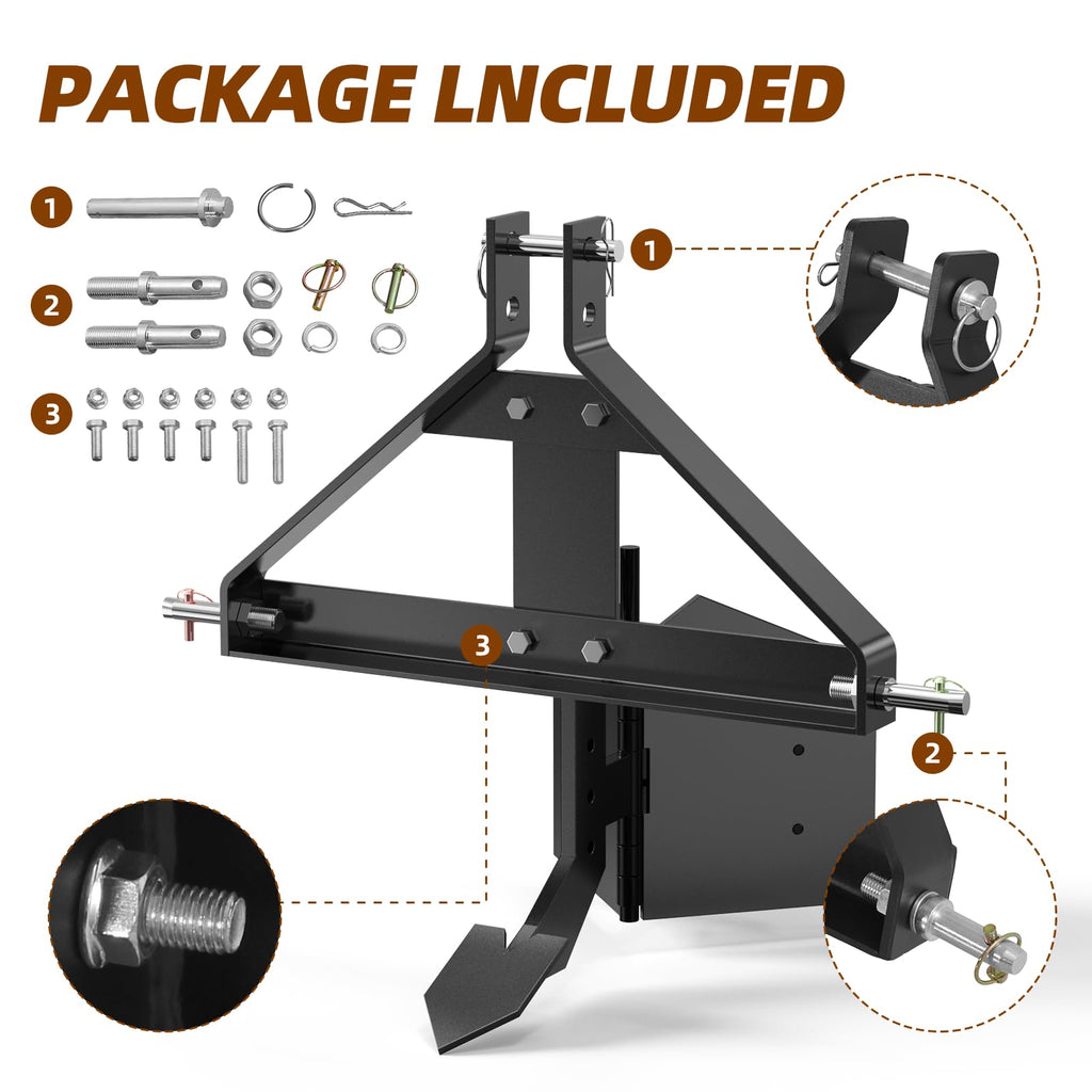 Garvee Middle Buster for 3 Point Hitch Tractors, Heavy Duty Steel Plow, Durable Furrower & Plow Blades, Easy Install, Rust-Proof, Suitable for Farming & Gardening