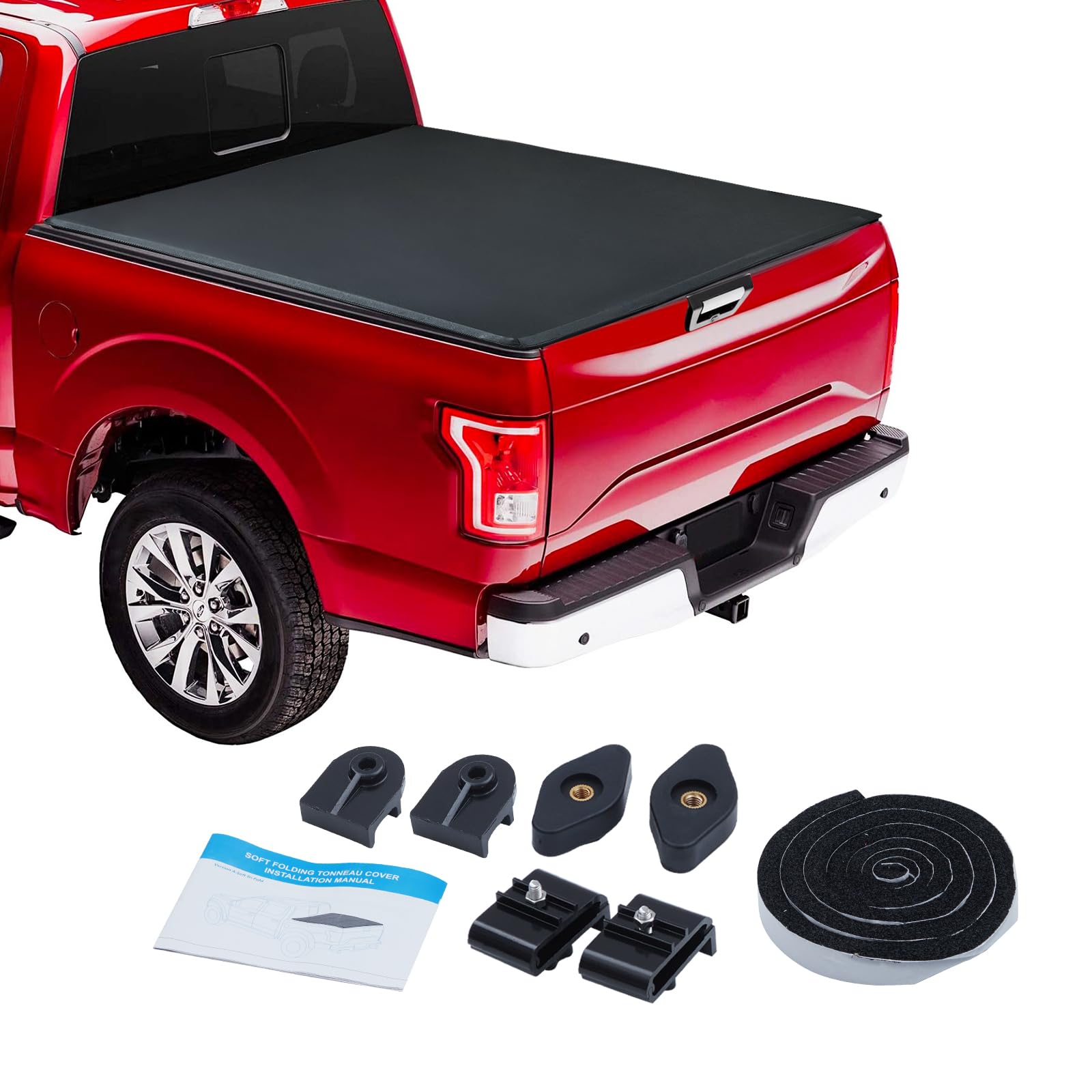 Garvee Soft Tri-Fold Truck Bed Tonneau Cover for 2022-2025 Maverick 4.6FT Bed, Aluminum Frame, Waterproof Vinyl, Clamp Secured, UV Resistant, Tailgate Lock, Outdoor Protection