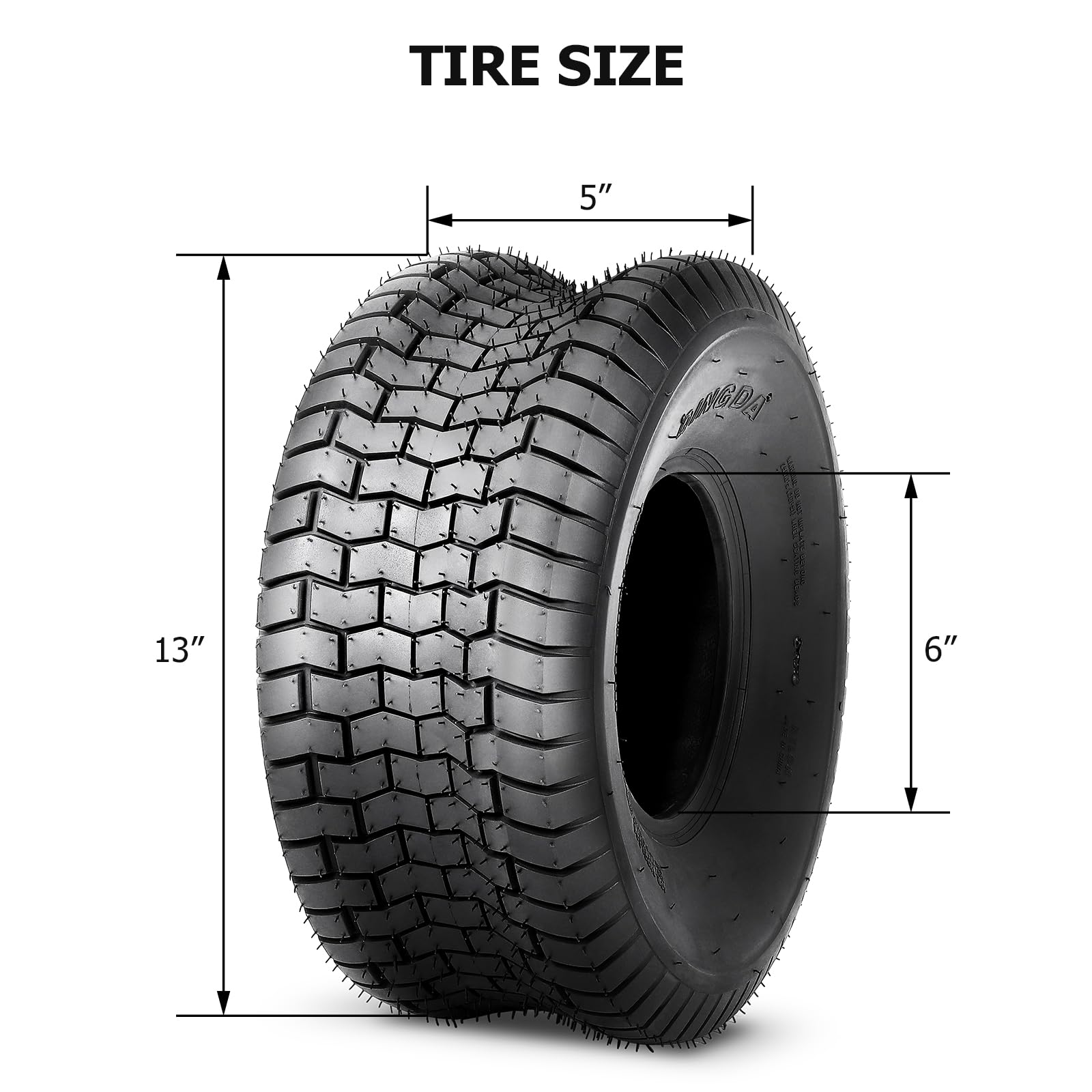 Garvee Lawn Mower Tire 2Pcs, 13x5.00-6 Turf Tire for Lawn Mower Garden Tractor Riding Mower, Tubeless