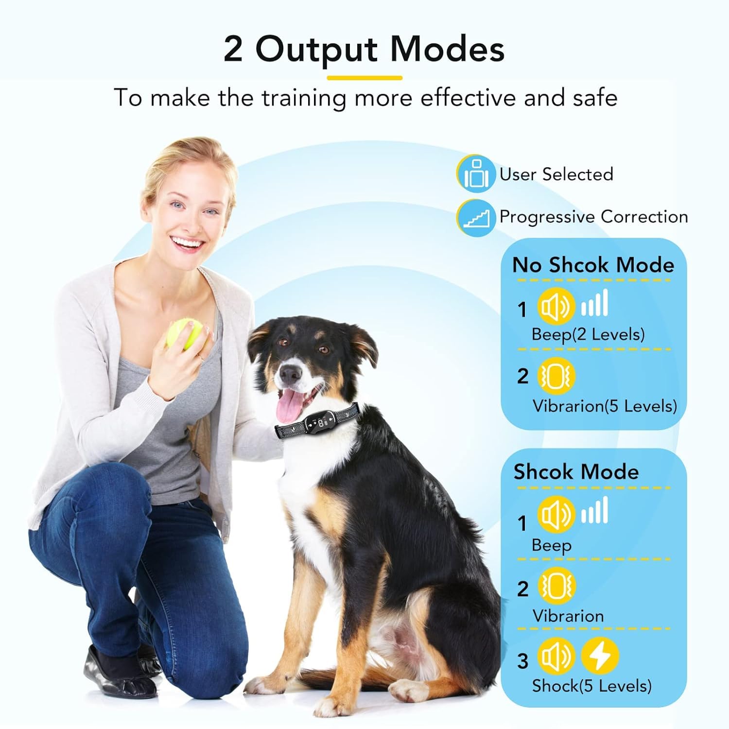 Garvee Barking Device - Training Modes, Universal Fit, Adjustable Intensity, Dual Mode, Rechargeable Battery