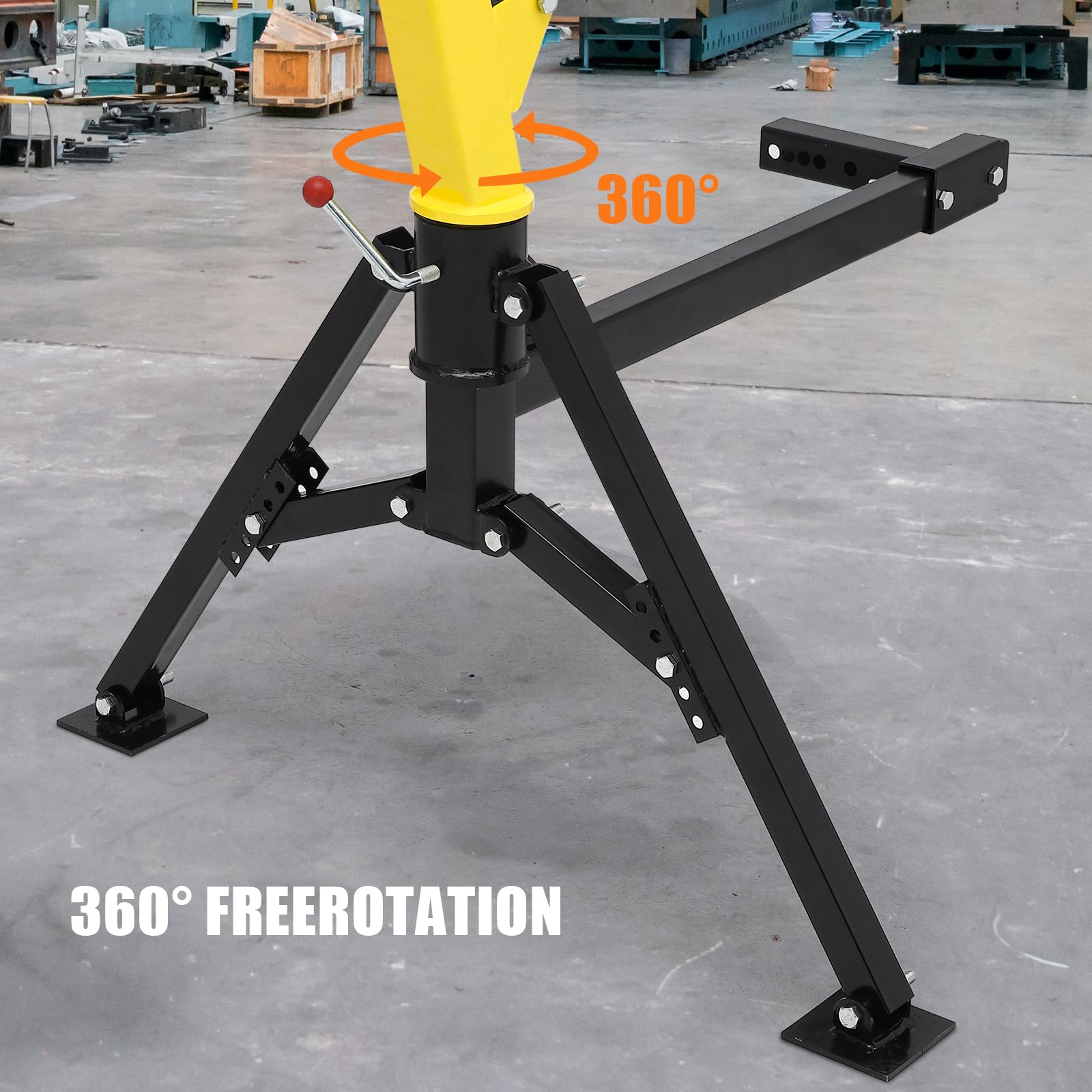 Garvee Hydraulic Hitch-Mount Truck Crane - 1000lb Capacity with Adjustable Arm Length and Boom Height, Heavy-Duty Steel Construction, Yellow
