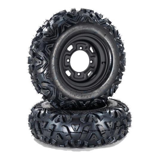 Garvee 25x10-12 ATV Tires with 12" Steel Wheel Rim 4 Bolt All-Terrain Off-Road Mud Sand Terrain Black