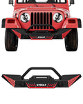 Garvee Rear Bumper Compatible for 1987-2006 Jeep Wrangler TJ & LJ & YJ, Rock Crawler with Hitch Receiver & 2 x D-Rings Paintable Armor