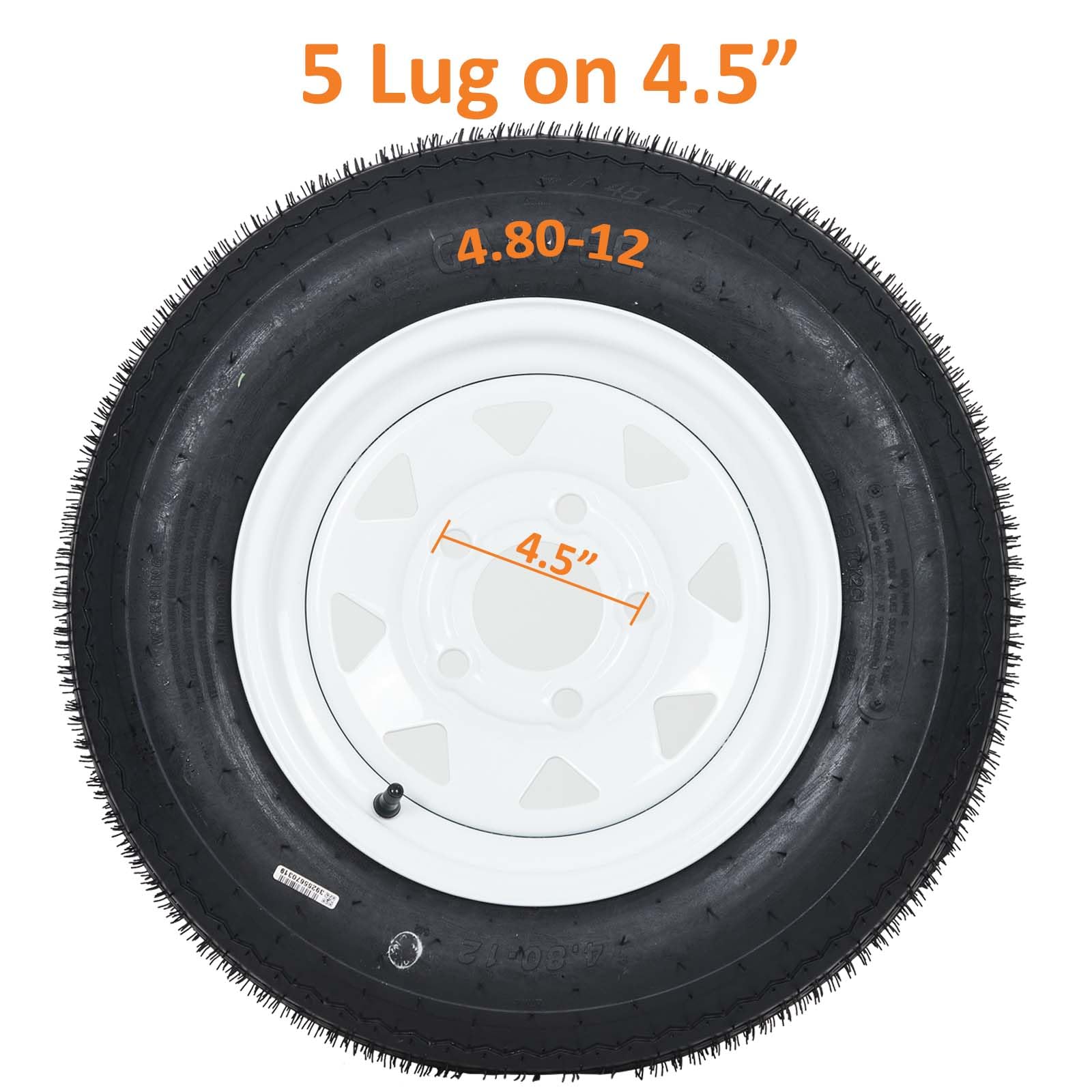 Garvee 4.80-12 Trailer Tire and Wheel Assembly, Heavy-Duty Load Range C, 12 Inch White Modular Wheel for Utility Boat Camper Trailers, Set of 2