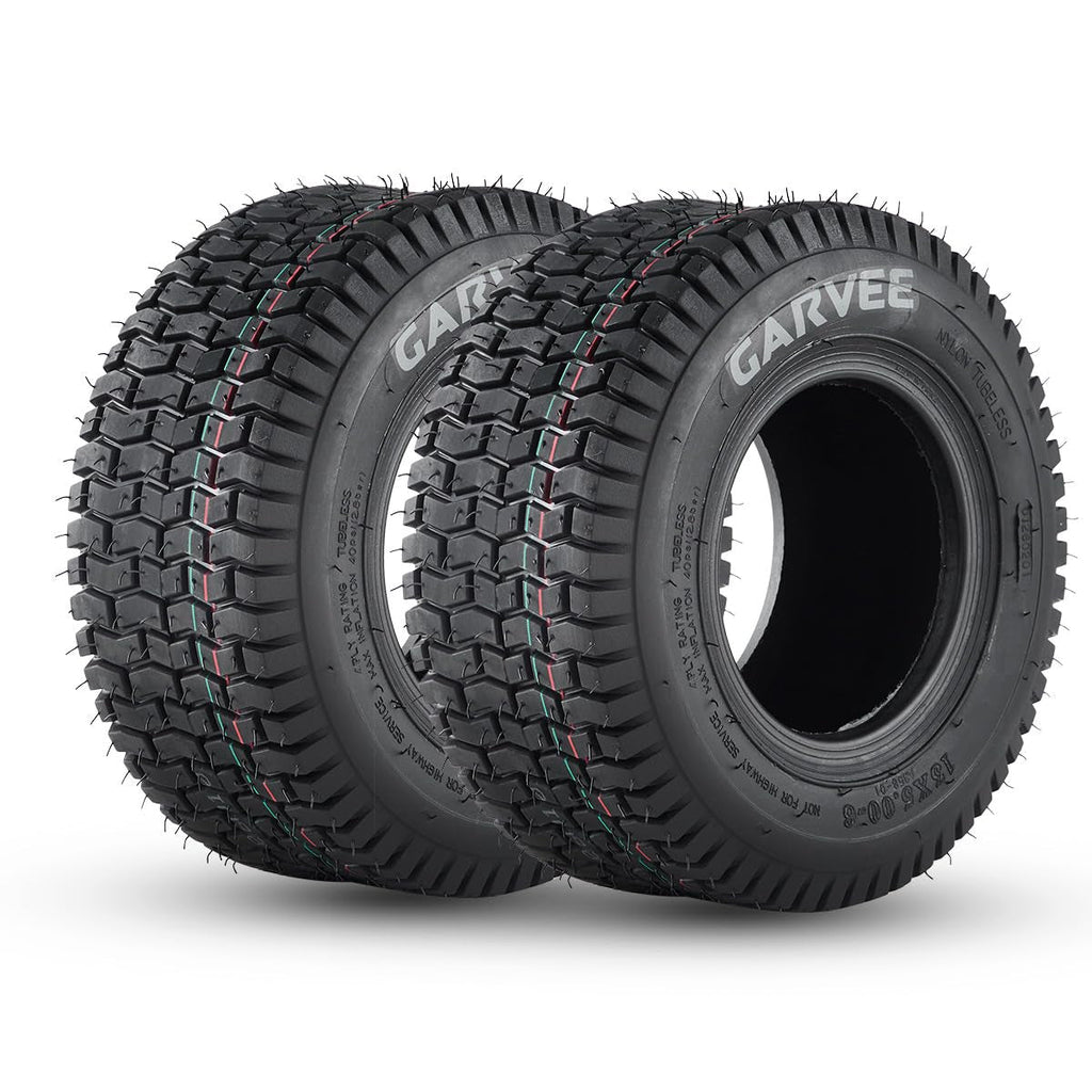 Garvee 2 Pack 13x5.00-6 Lawn Mower Tire V Pattern Tubeless for Lawn & Garden Riding Mower Tractor Golf Cart Utility Vehicles 4PR Black