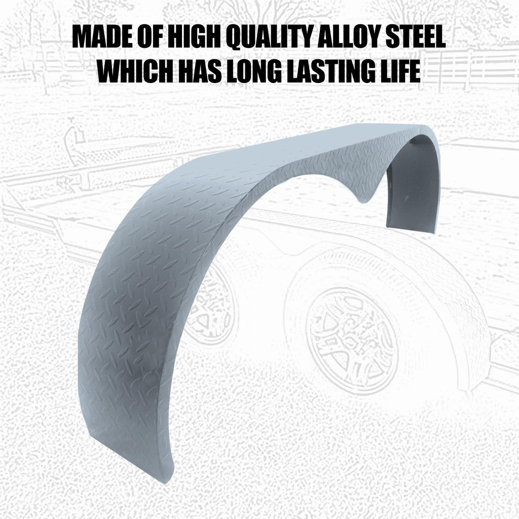 Garvee 2Pcs Trailer Fenders, 66" x 9.1" x 20" Tandem Round Trailer Fenders, Heavy Duty Steel Double Axle Trailer Fenders Compatible with 13-15 Inch Wheels, Grey