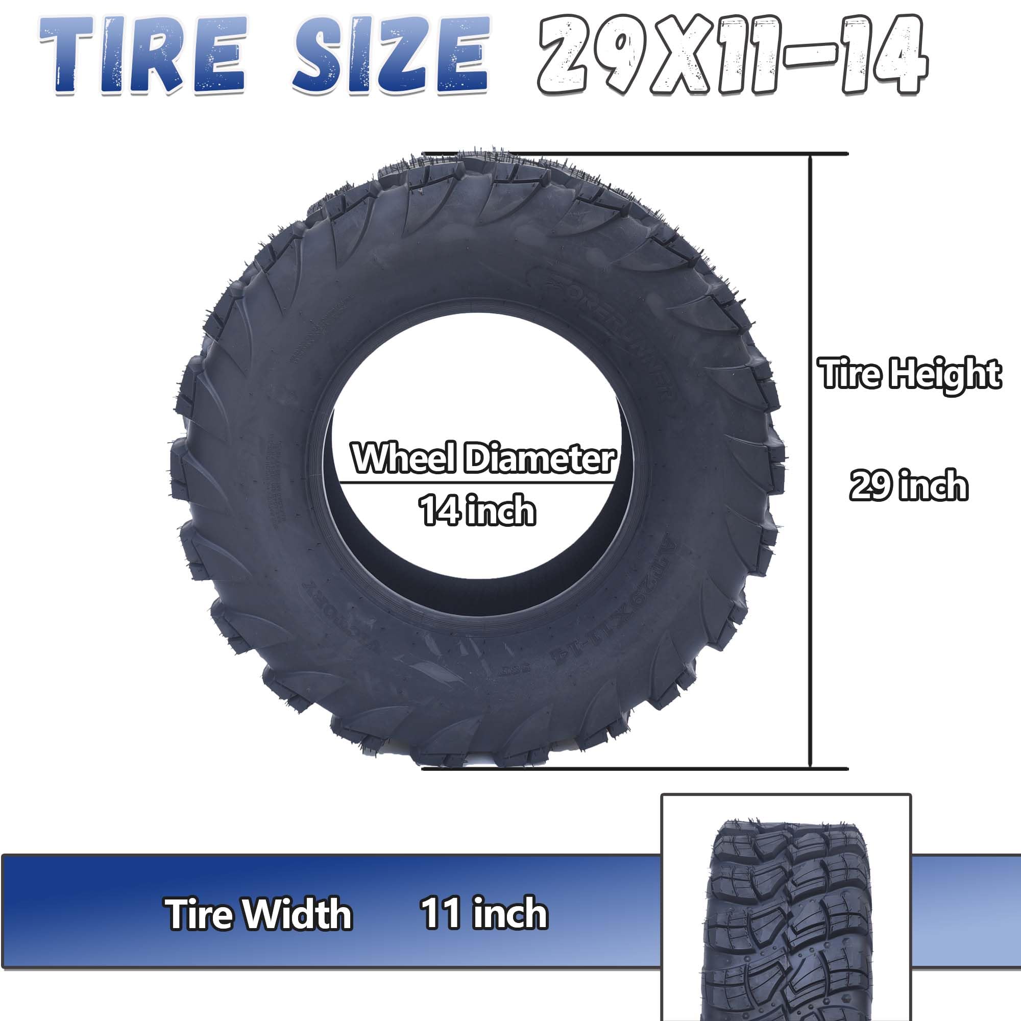 Garvee Set of 2 Garvee AT29x11-14-6PR TL VICTORY Tires 6Ply 29x11x14 Off-Road Tires Tubeless