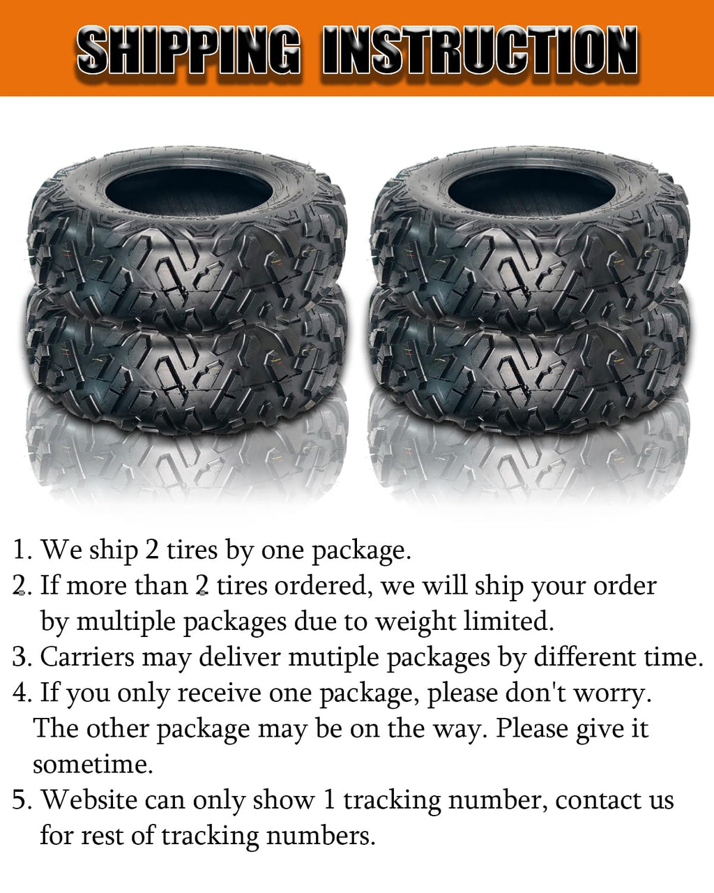 Garvee Set of 2 ATV UTV All-Terrain Tires 24x10-12 Heavy Duty Tubeless Off-Road Tires for Mud & Sand, Durable Black