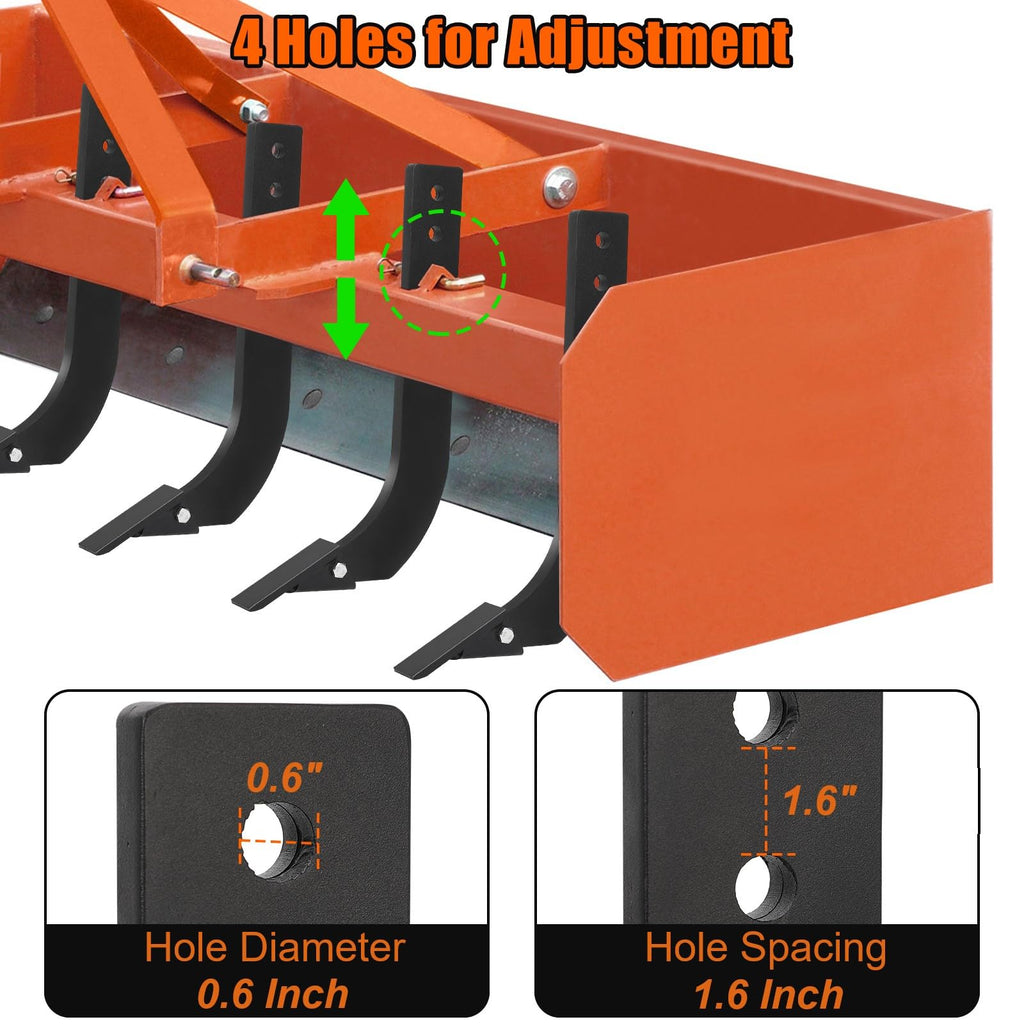 Garvee Box Blade for Tractor, 16" Ripper Shank for Box Blade, Box Blade Ripper Shank With 4 Holes for Depth Adjustment, Scarifier Shank for Replacement, Digging, Plowing (7 PCS)