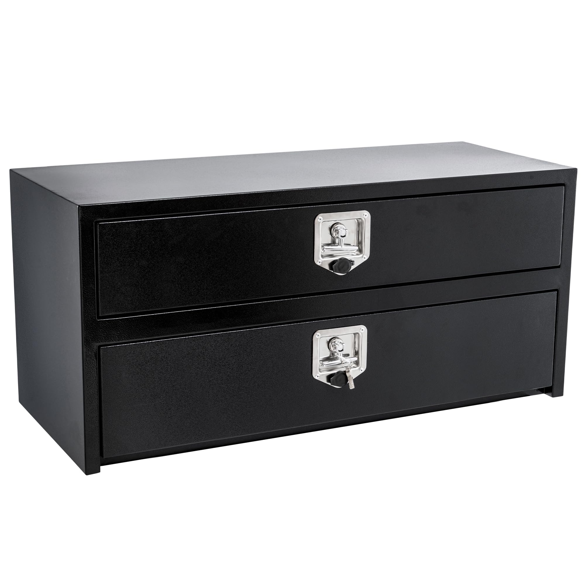 Garvee 48"x18"x20" Black Steel Truck Tool Box with Drawer, Two-Tier Organizer for Truck Bed, Waterproof, Secure Lock, Black
