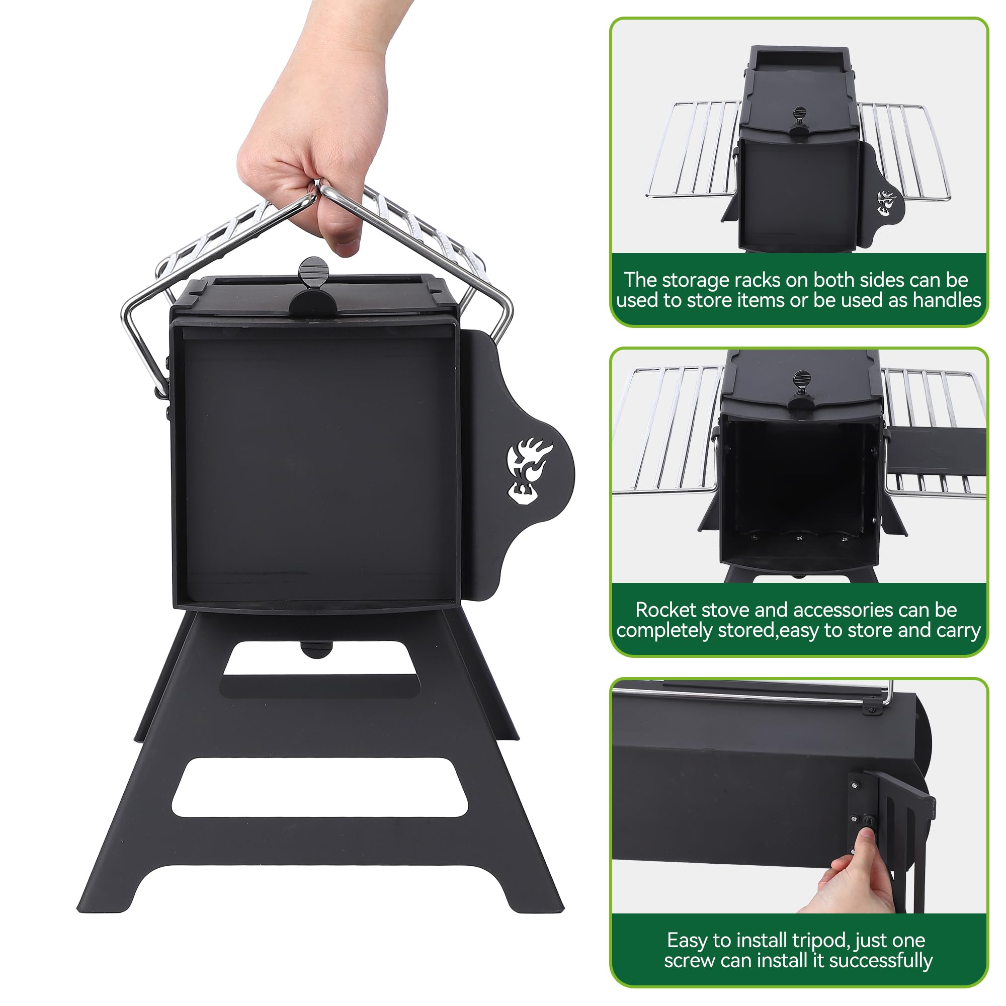 Garvee Rocket Stove for Camping,Portable Camping Stove for Cooking Wood Burning,Collapsible Backpacking Wood Stove,Minute Man Rocket Camp Stove, Outdoor Minuteman Cooking Stove, Stove Outdoor