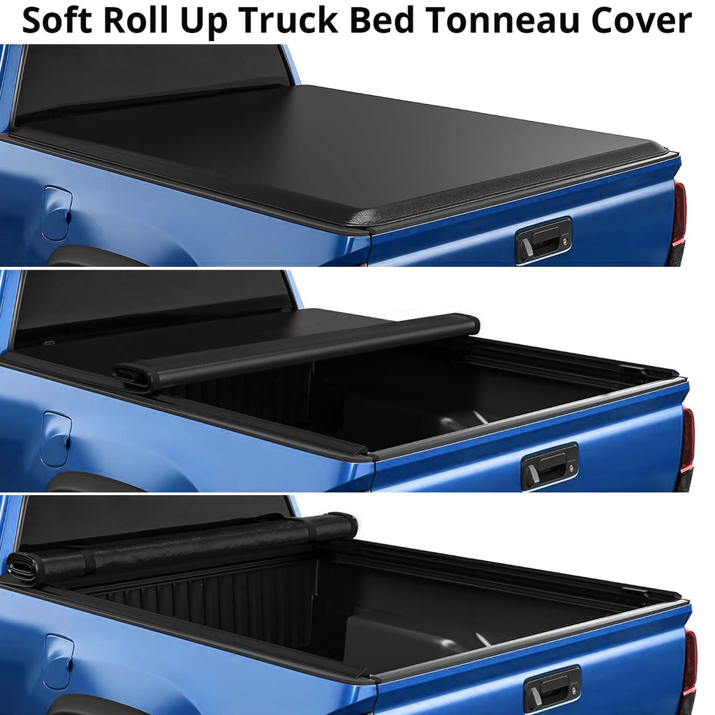 Garvee Toyota Tacoma 6FT Soft Roll Up Tonneau Cover Waterproof Truck Bed Cover for 2016-2023 TRD Double Cab Short Bed Black