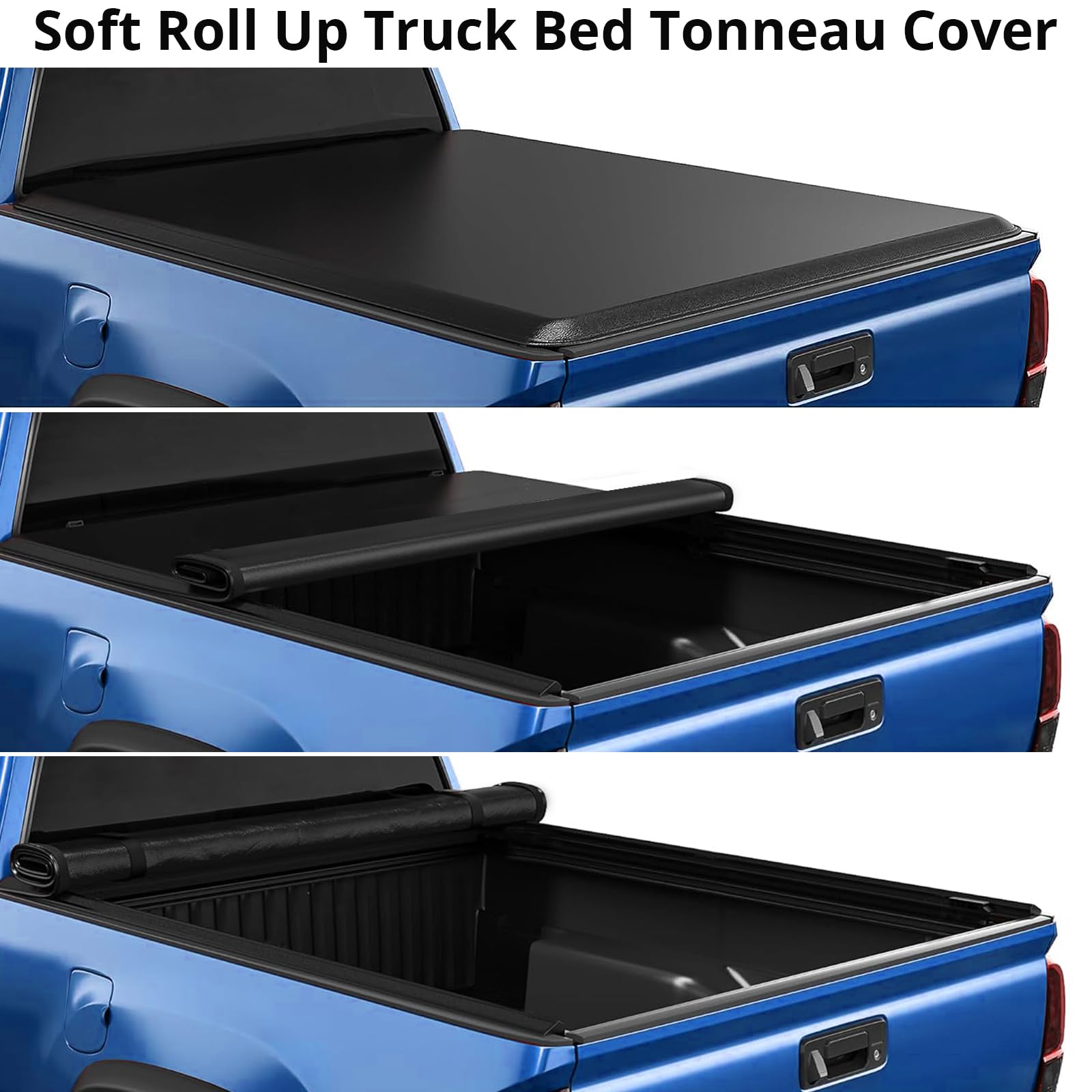 Garvee Soft Truck Bed Toyota Tacoma SR5 5ft Soft Vinyl Roll Up Tonneau Cover Waterproof Compatible with 2016-2023 Toyota Tacoma 5ft Bed