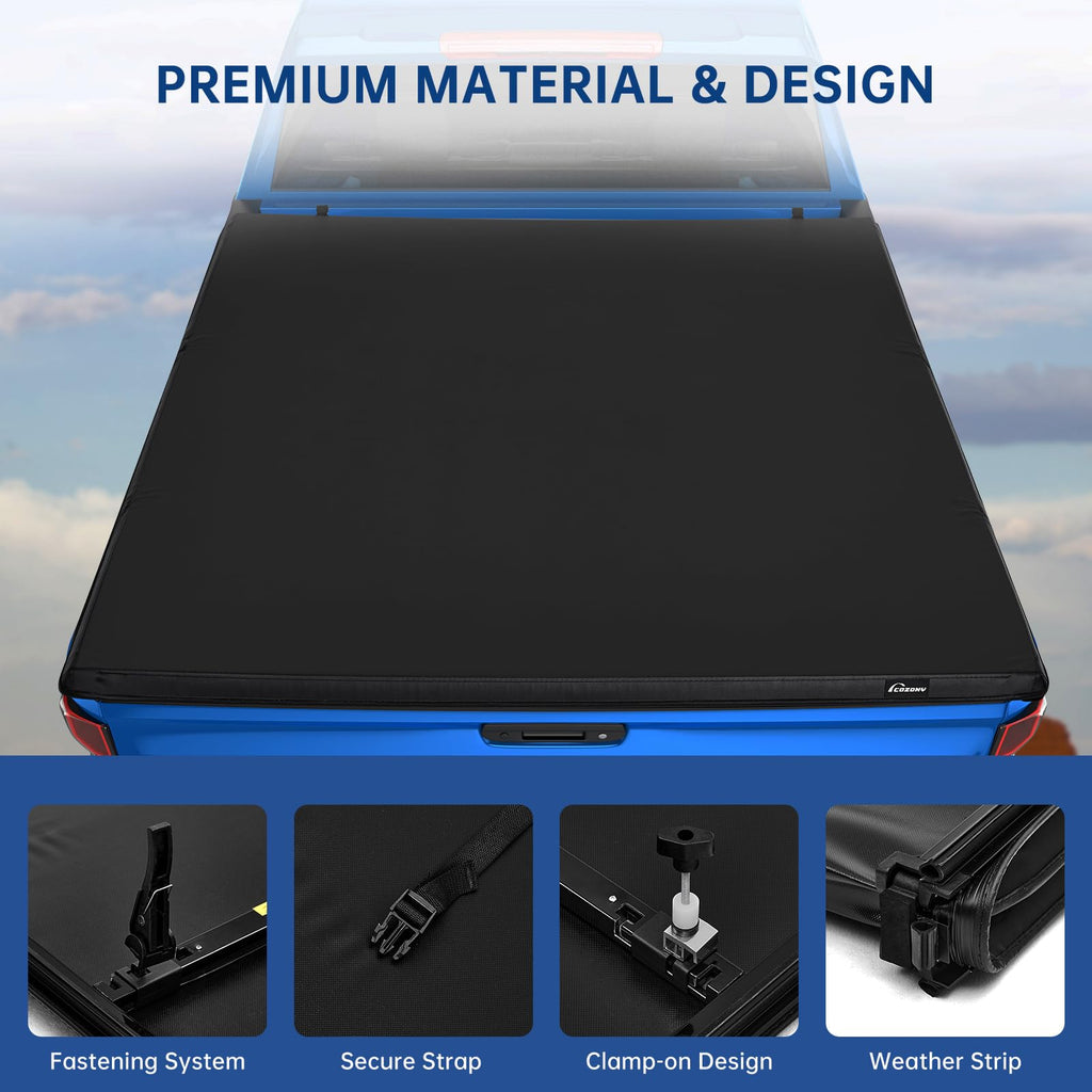 Garvee 2019-2023 Silverado/Sierra 1500, Soft Tri-Fold Bed Tonneau Cover - 5.8ft Bed