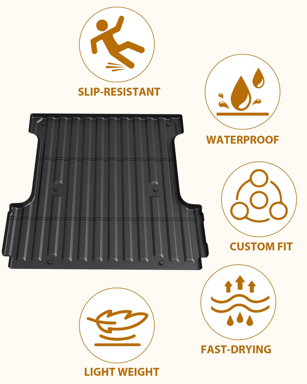 Garvee Truck Bed Mat for 2011-2018 Ram 1500, 2011-2024 Ram 2500 3500, 2019-2024 Ram 1500 Classic 6'4" Bed(76 inches) Bed, All Weather TPE Heavy Duty Pickup Ram 1500 6.4 ft Bed Liner Cargo Mat
