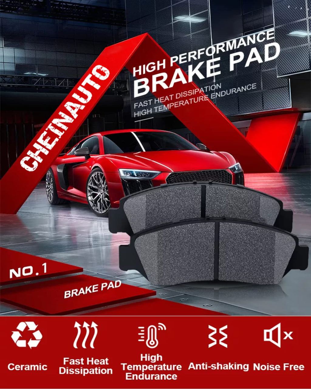 Garvee Premium Rear Brake Pads Set High Temp Ceramic Quiet Fit for Acura Honda