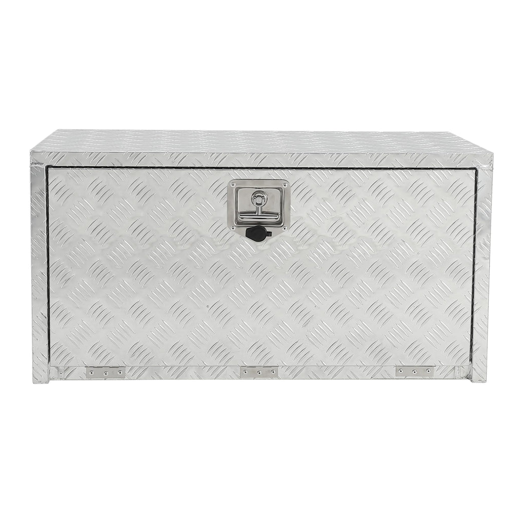 Garvee  24"X18" Heavy Duty Aluminum Tool Underbody Box Waterproof Truck Storage Organizer Chest for Pick Up Truck Bed RV Trailer, Silver