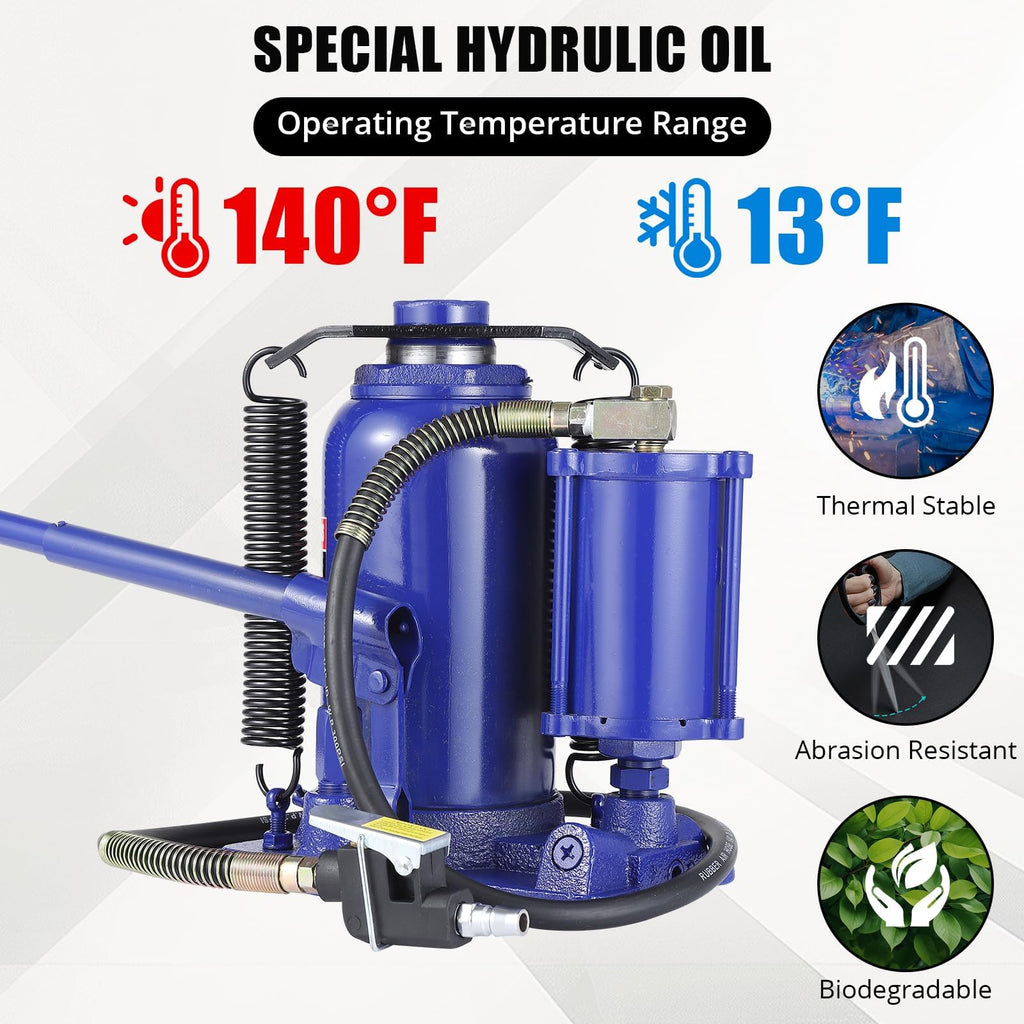Garvee Heavy-Duty 22 Ton Pneumatic & Hydraulic Air Bottle Jack, Quick Lift with Manual Hand Pump, 10.24"-20.08" Lifting Range for Cars, Trucks, SUVs, RVs, and Trailers, with In-Line Cylinder Design