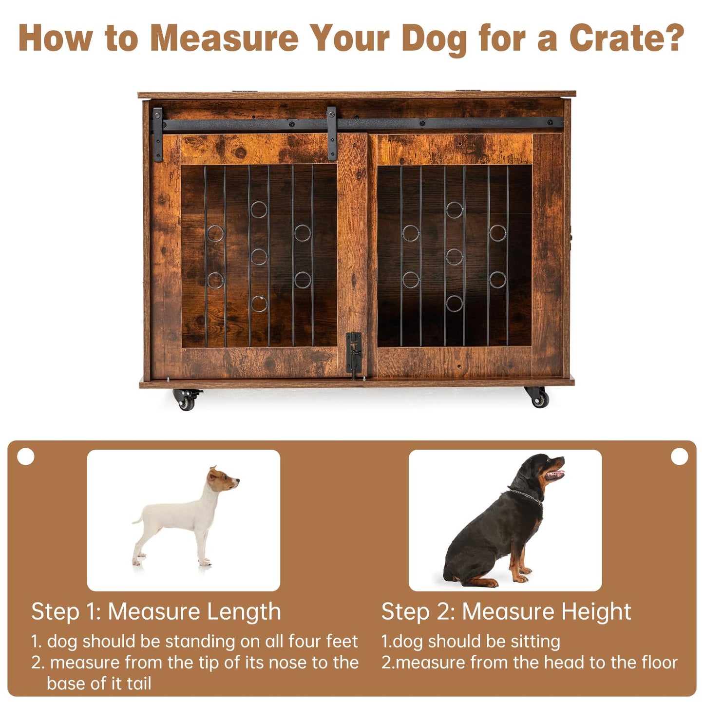 Garvee 39 Inch Wooden Double Dog Crate with Divider & Barn Door ZH-03