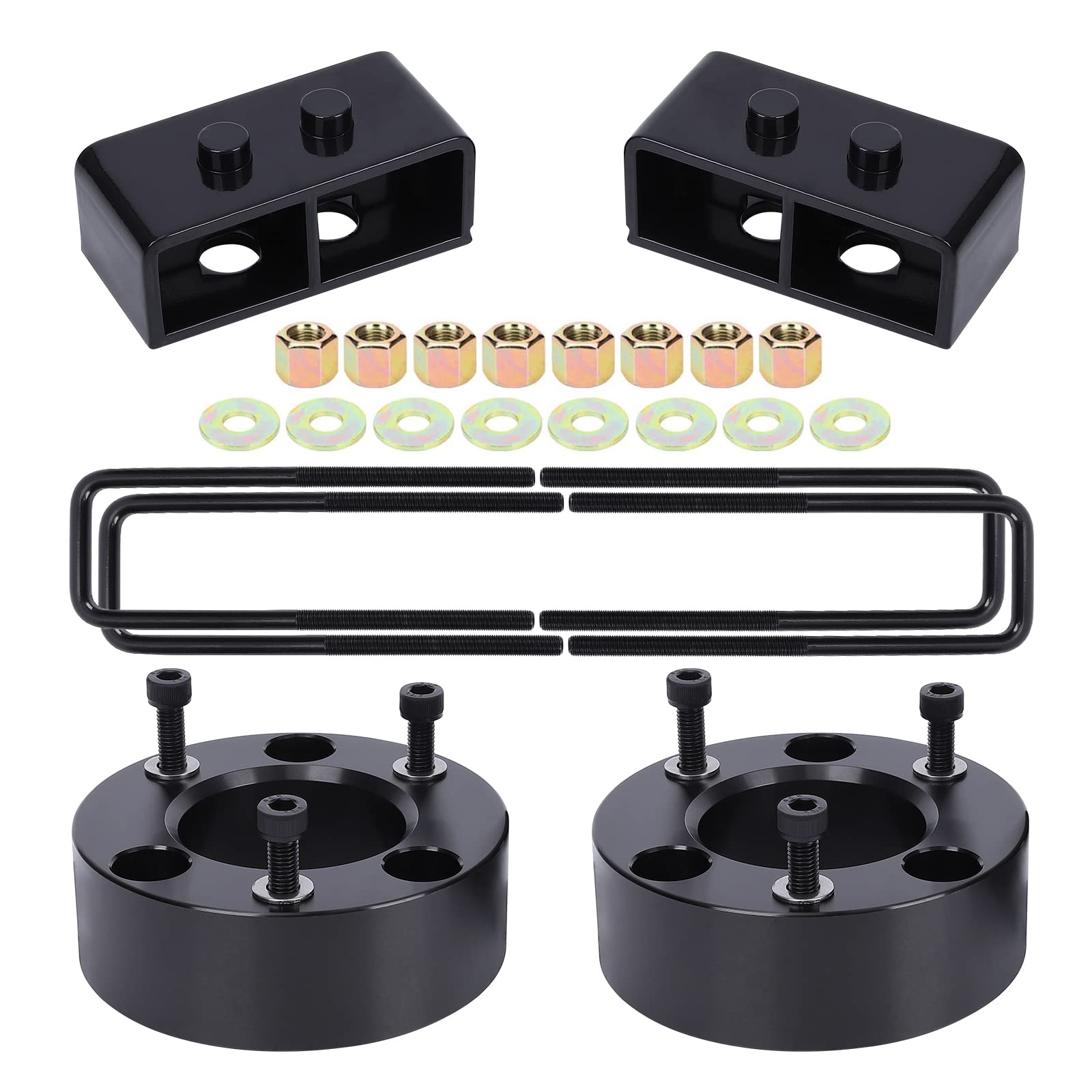 Garvee 2 Inch F150 Leaf Rear Leveling Kit, Blocks & U-bolts Set