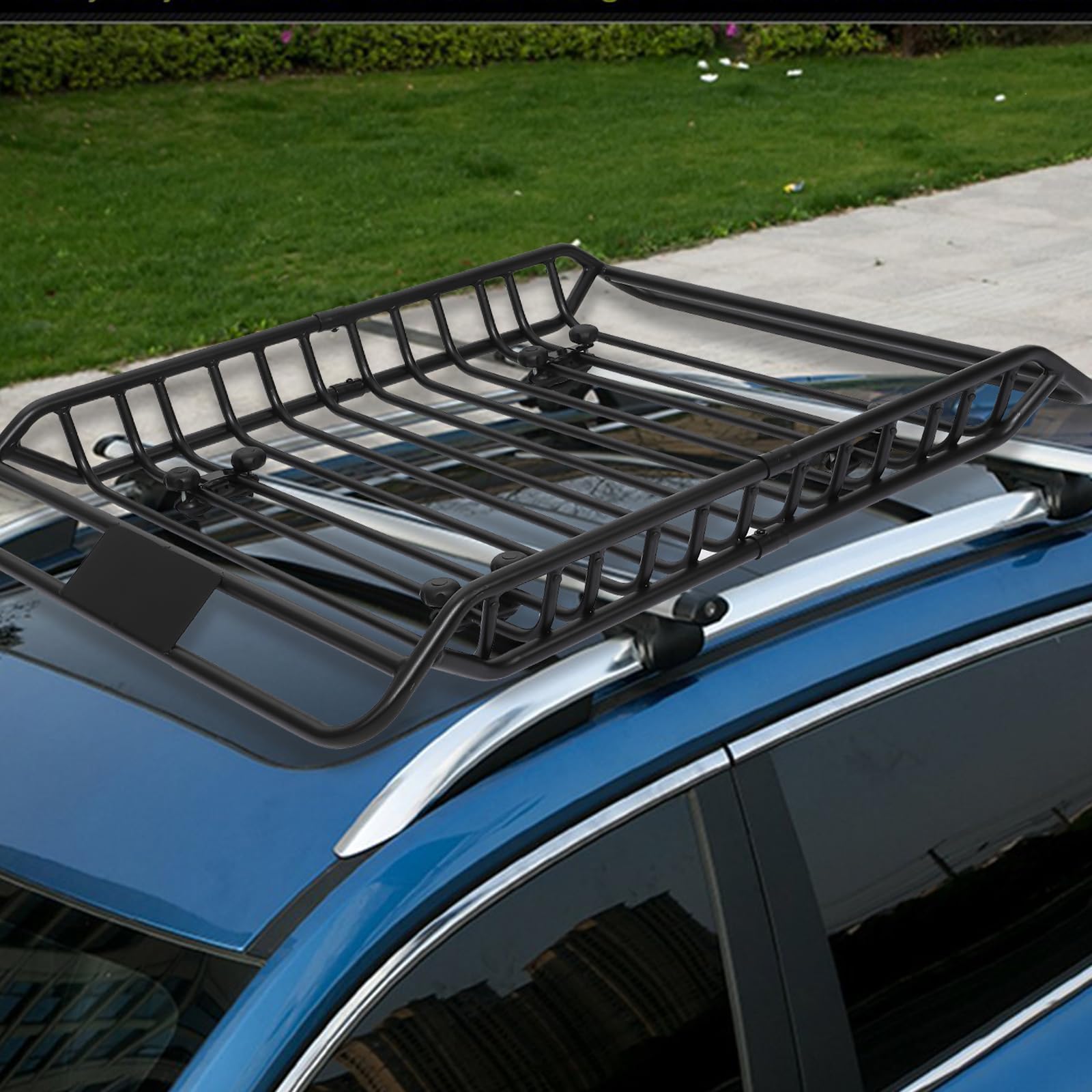 Garvee 50x38 Inch Roof Rack Basket, Heavy Duty Steel Universal Rooftop Cargo Carrier Basket, 220lbs Load Capacity Car Roof Basket for SUV Truck Cars