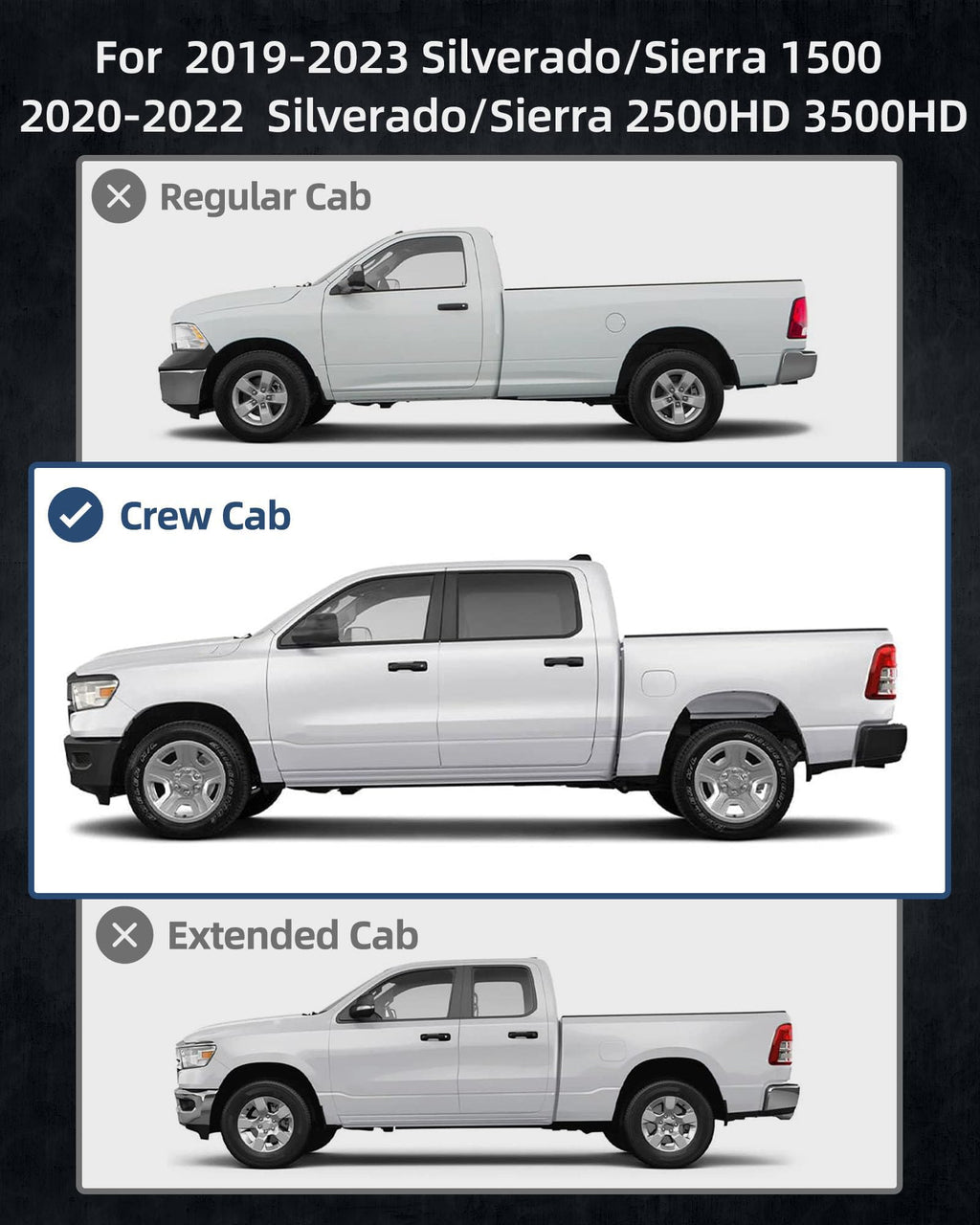 Garvee Running Boards Compatible with 2019-2024 Chevy Silverado/GMC Sierra 1500 Crew Cab (Excl. 2019 1500 LD/Limited&2022 1500 LTD/Limited),Rock Sliders for 2020-2024 Silverado/Sierra 2500HD 3500HD