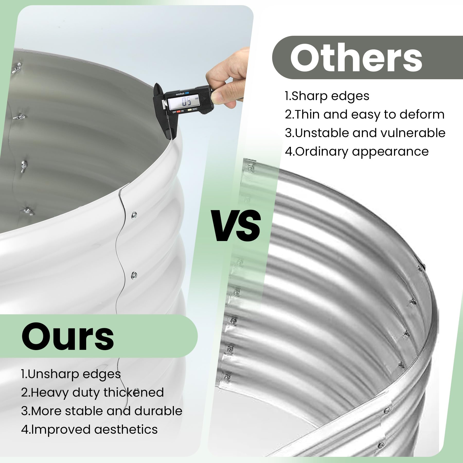 Garvee 8' X 2' X 1' Galvanized Raised Beds for Outdoor, Oval Raised Garden Bed with Open Base, Tool-Free Assembly Planter Raised Boxes for Outdoor Vegetables & Flowers, White