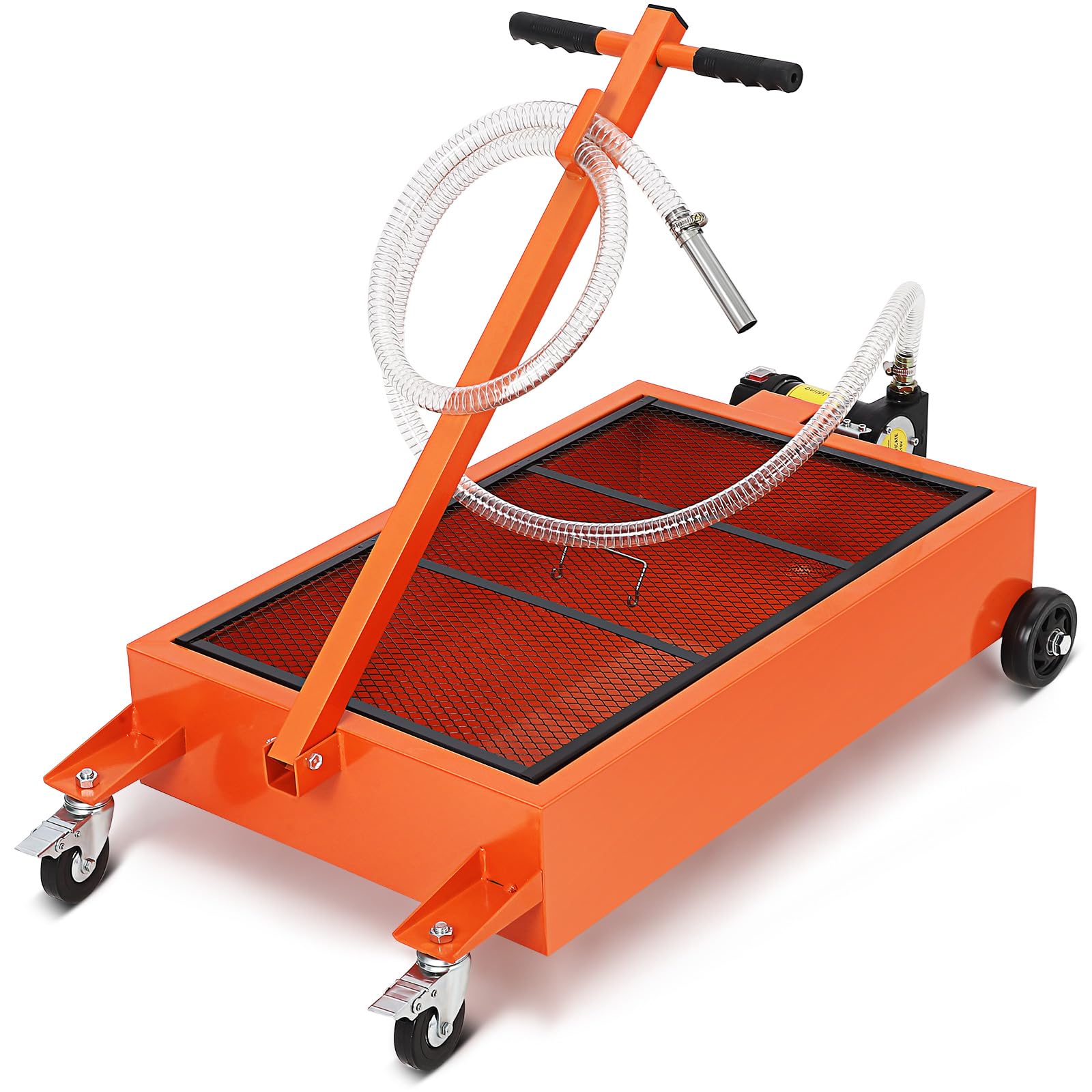 Garvee Oil Drain Pan, 15 Gallon Low Profile Oil Drain Pan with Electric Pump,57L Oil Change Pan with 8ft Hose & Folding Handle, Rolling Oil Drain Cart for Car, SUV, Trucks Oil Draining