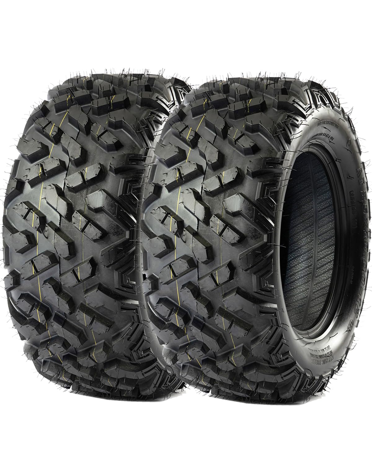 Garvee Set of 2 25x10-12 6PR ATV UTV Tires, All Terrain, Tubeless, Heavy-Duty for Mud, Trail, Sand, Gravel & Street, Black