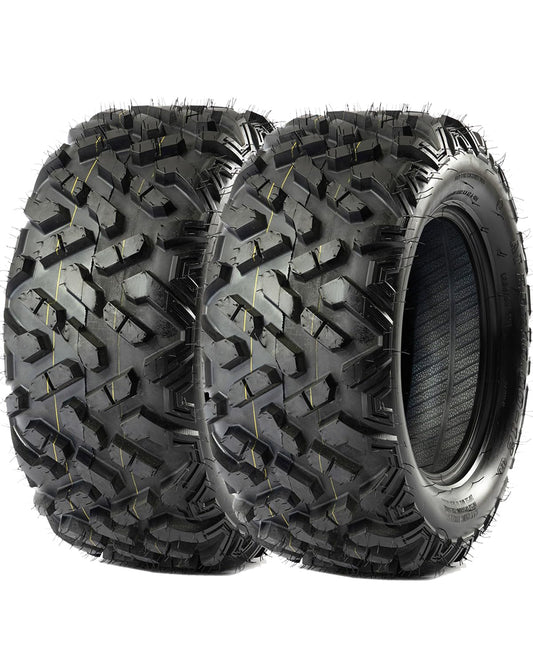 Garvee Set of 2 25x10-12 6PR ATV UTV Tires, All Terrain, Tubeless, Heavy-Duty for Mud, Trail, Sand, Gravel & Street, Black