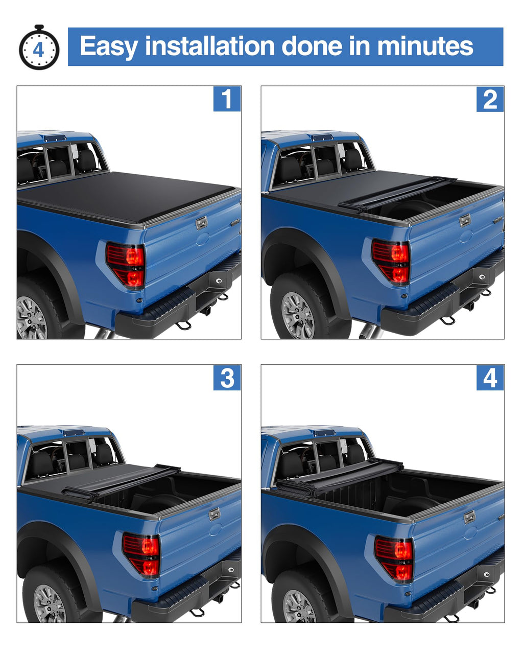 Garvee Soft Quad Fold Truck Bed Tonneau Cover for 2009-2014 Ford F-150