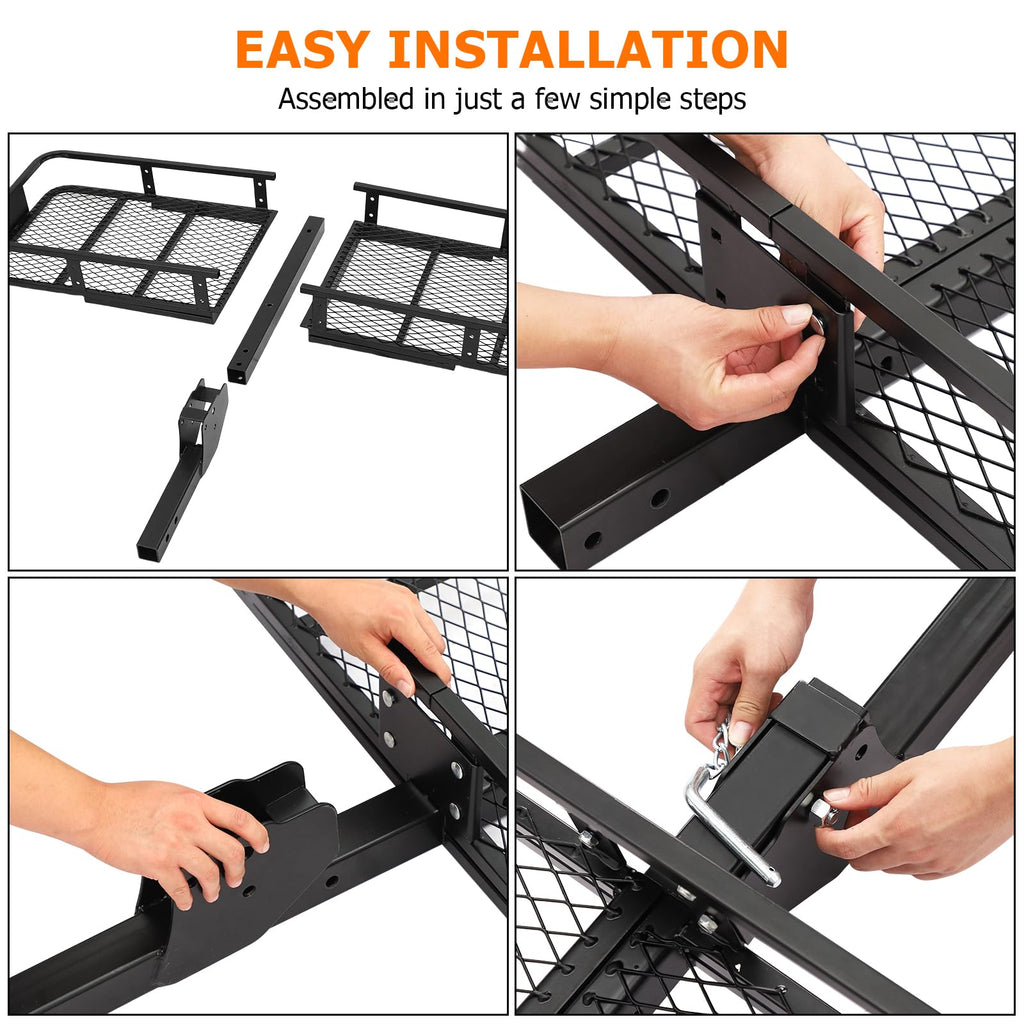Garvee 60x20x6 Inch 500lb Capacity Folding Cargo Basket , Hitch Mount